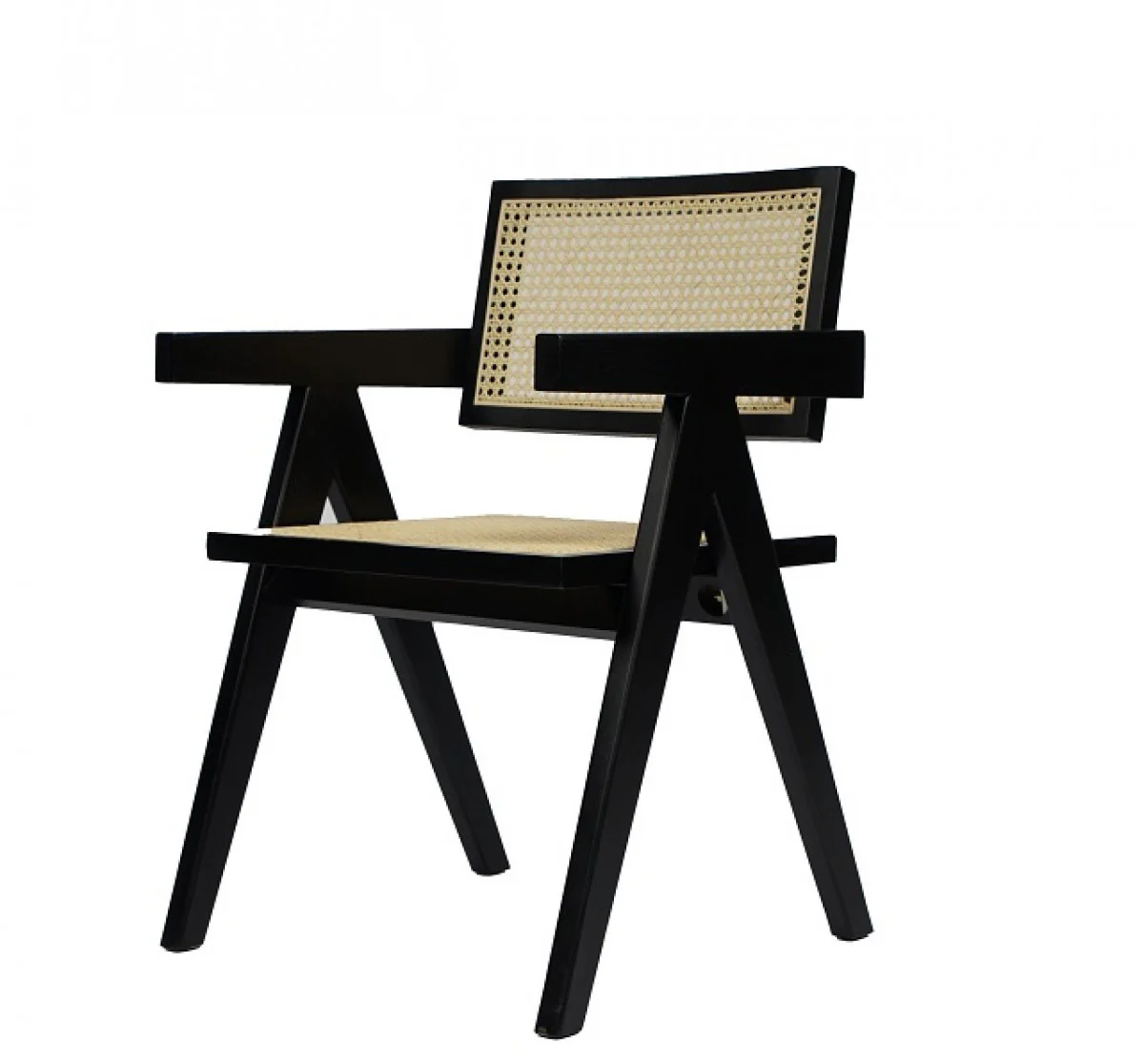 Natural And Black Wood Open Back Dining Arm Chair By Homeroots - Image 3