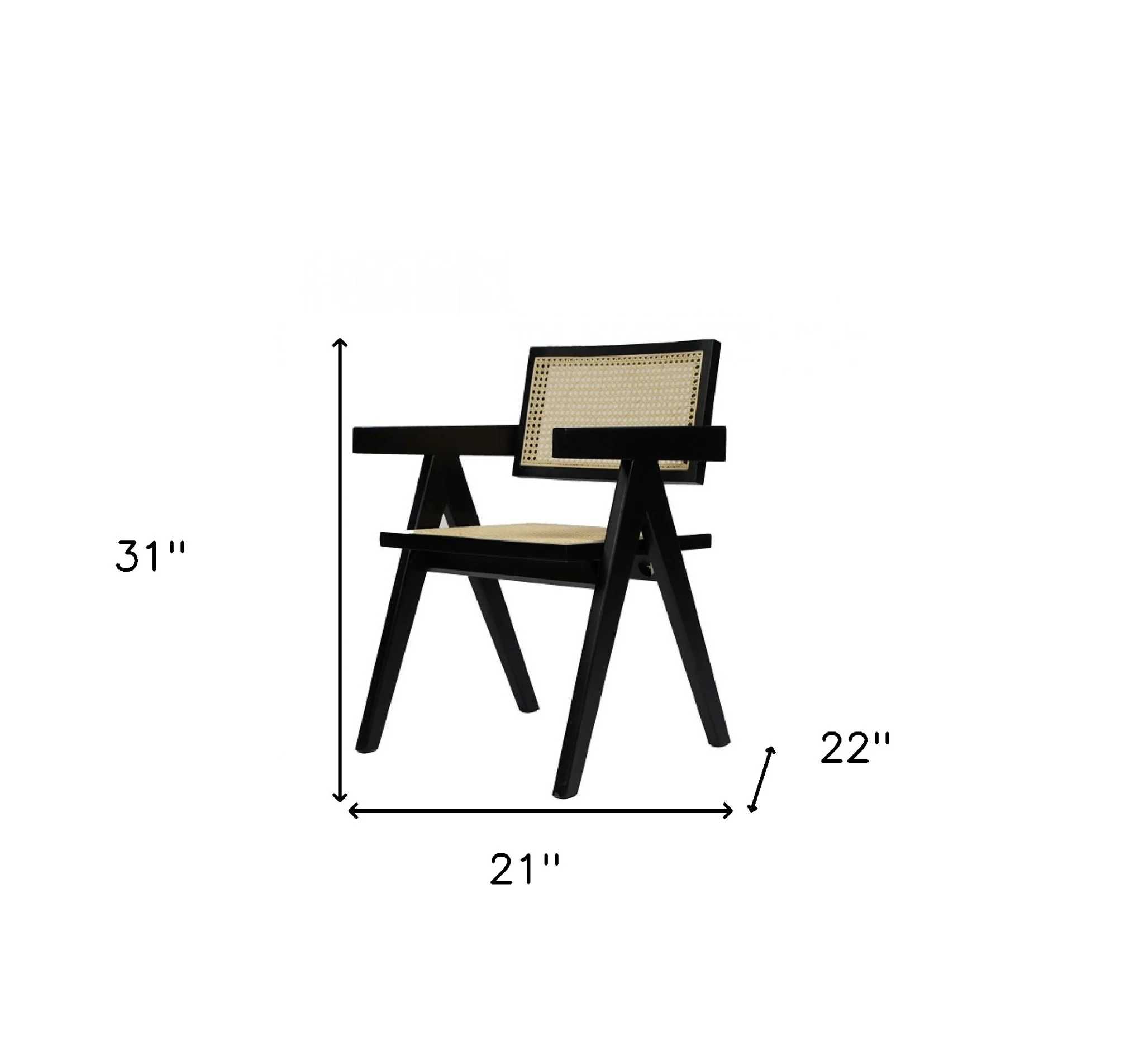 Natural And Black Wood Open Back Dining Arm Chair By Homeroots - Image 5