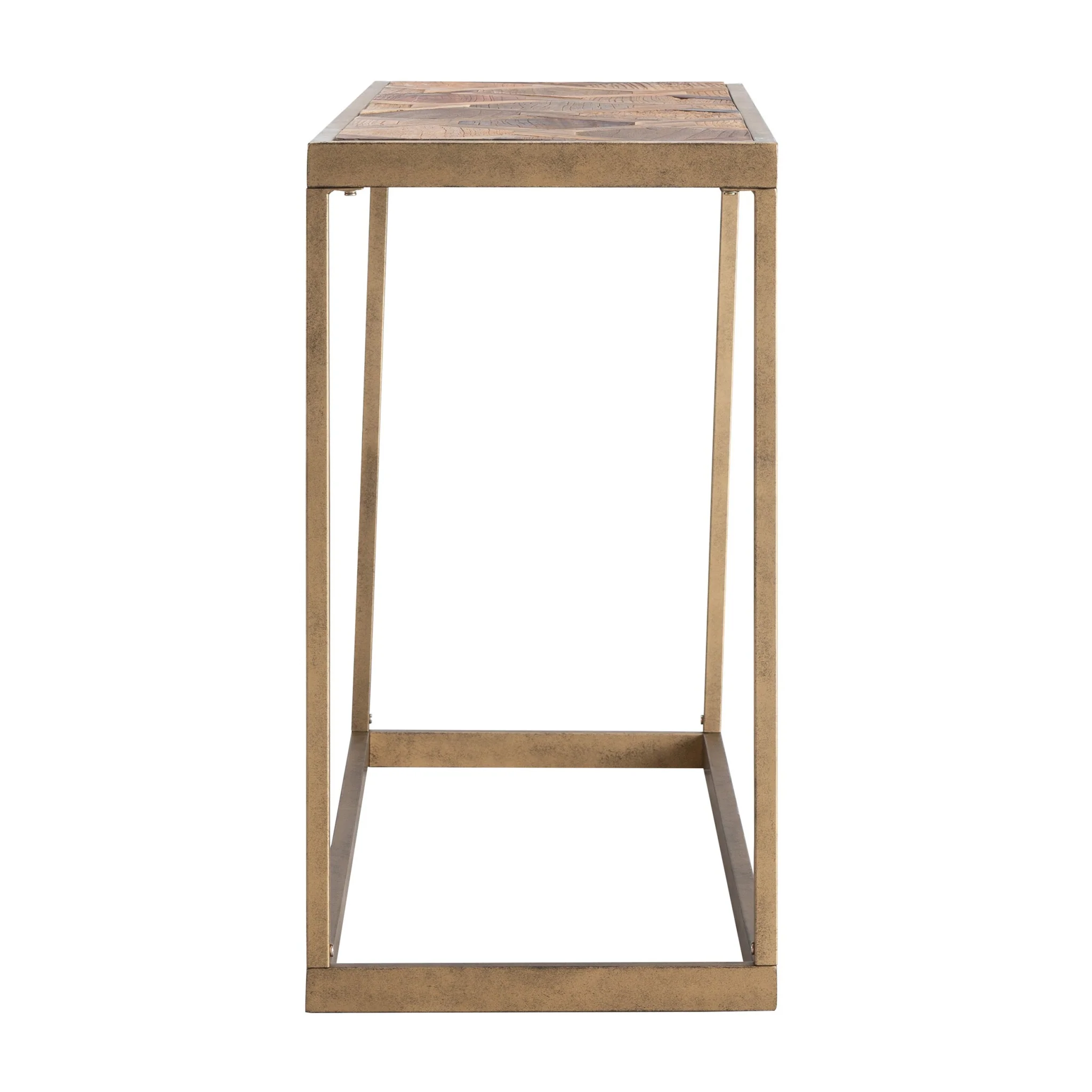 Natural and Brass Reclaimed Wood Frame Console Table By Homeroots - Image 4