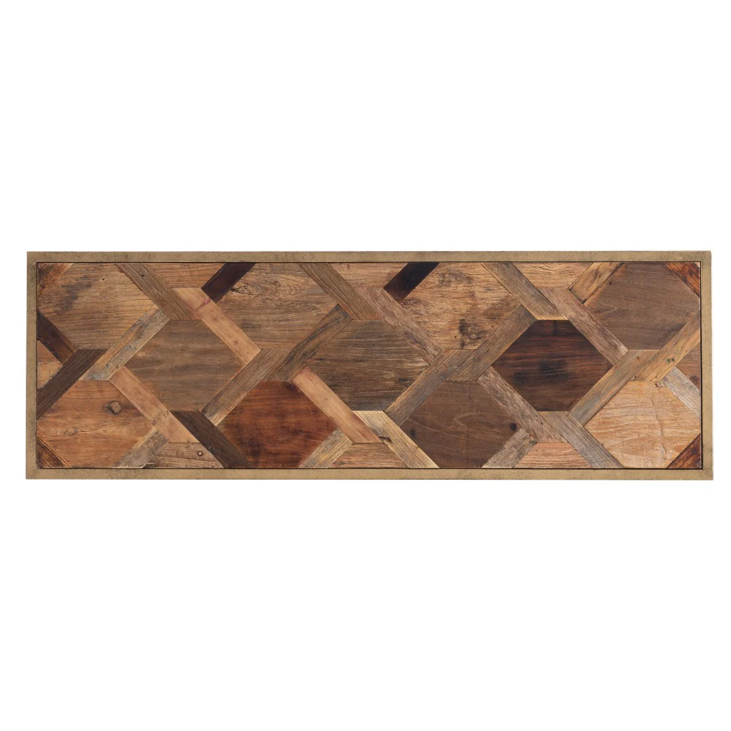 Natural and Brass Reclaimed Wood Frame Console Table By Homeroots - Image 5