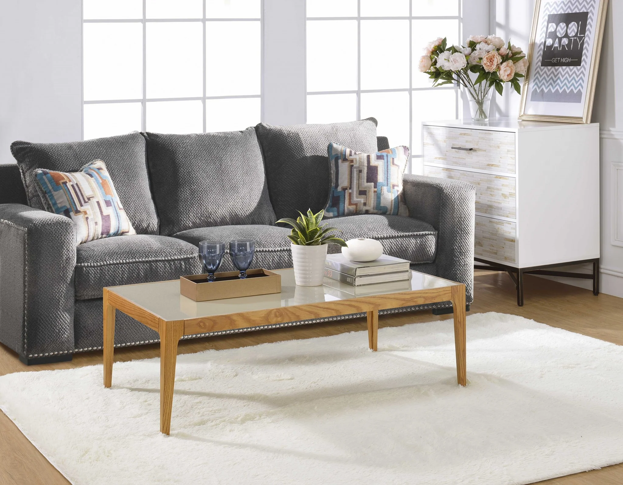 Natural And Frost Glass Coffee Table By Homeroots - Image 3