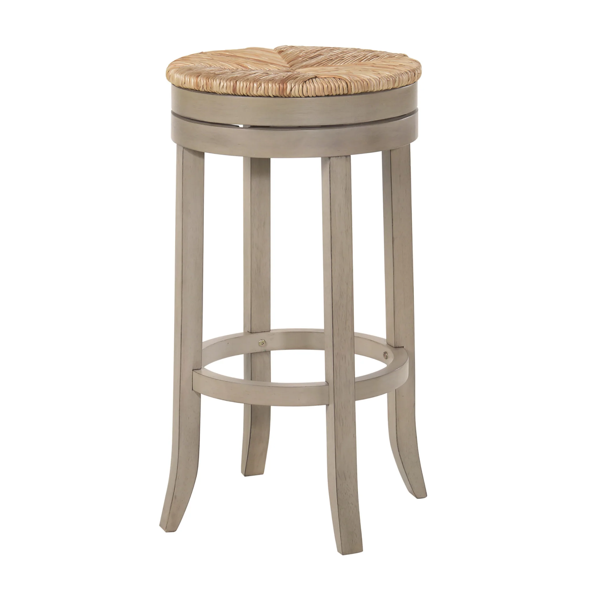 Natural And Gray Solid Wood Swivel Backless Bar Height Bar Chair By Homeroots - Image 3