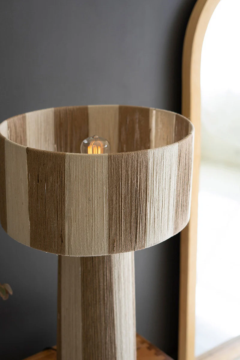 Natural And Khaki Jute Table Lamp With Shade By Kalalou - Image 2