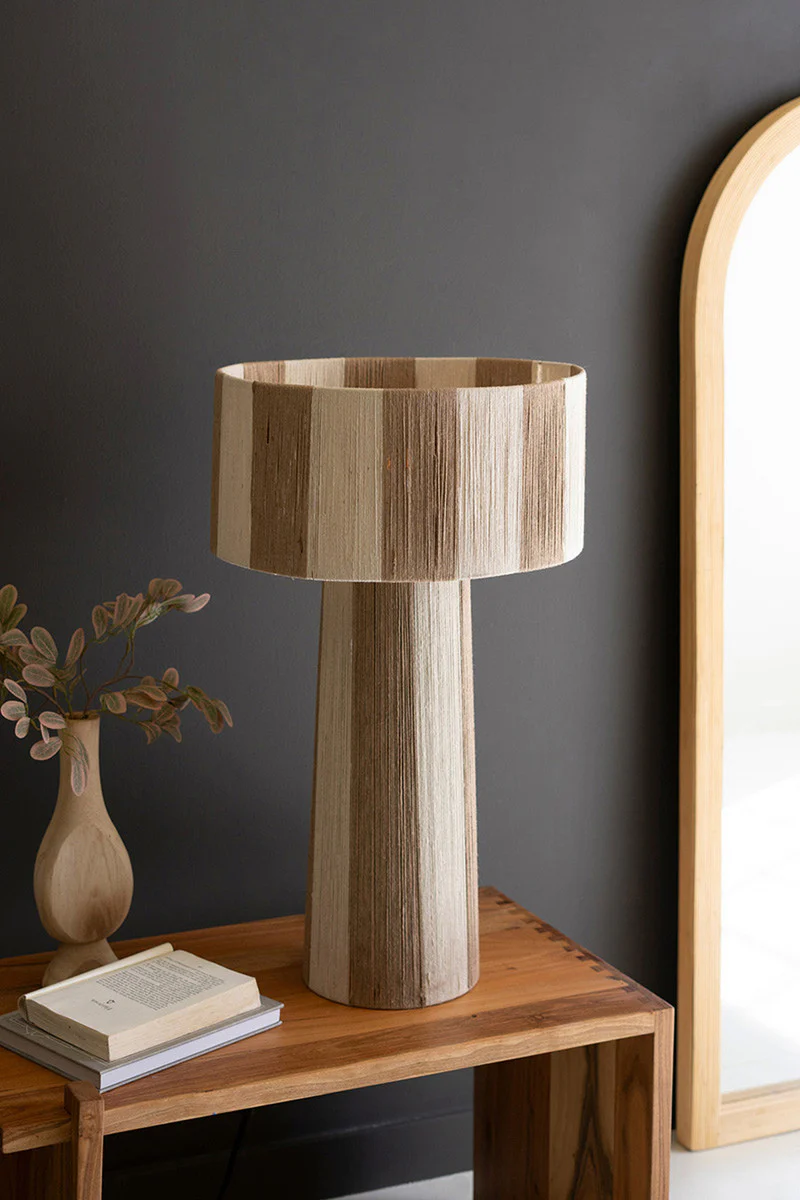 Natural And Khaki Jute Table Lamp With Shade By Kalalou - Image 3