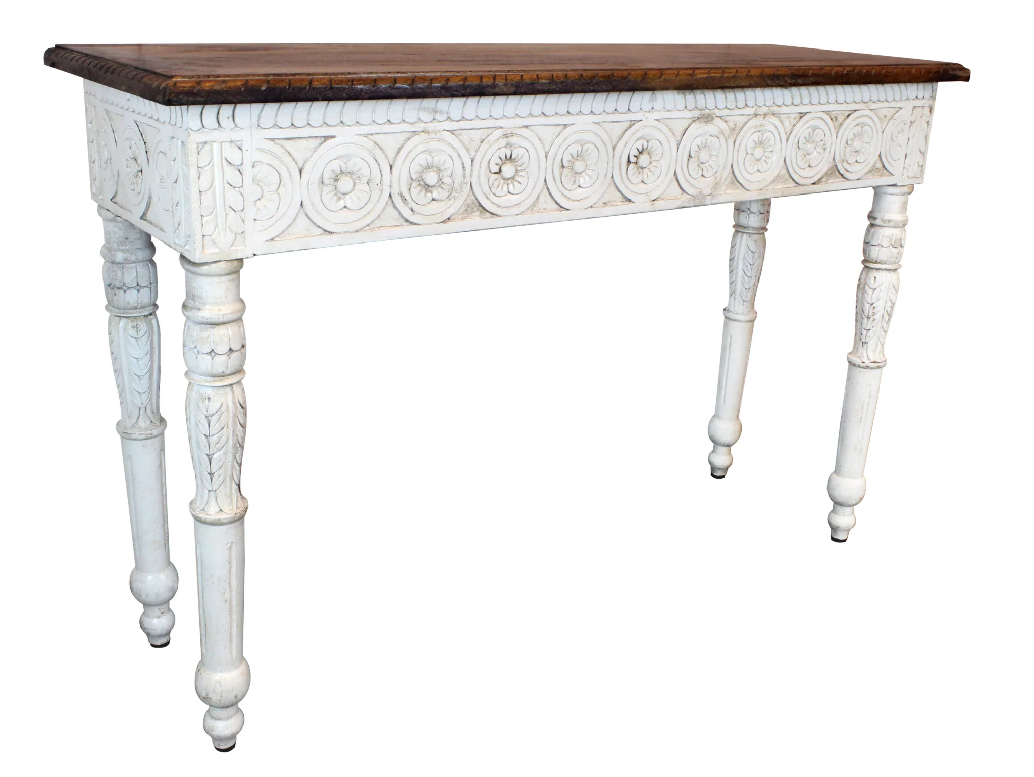 Natural and White Solid Wood Distressed Console Table By Homeroots - Image 2