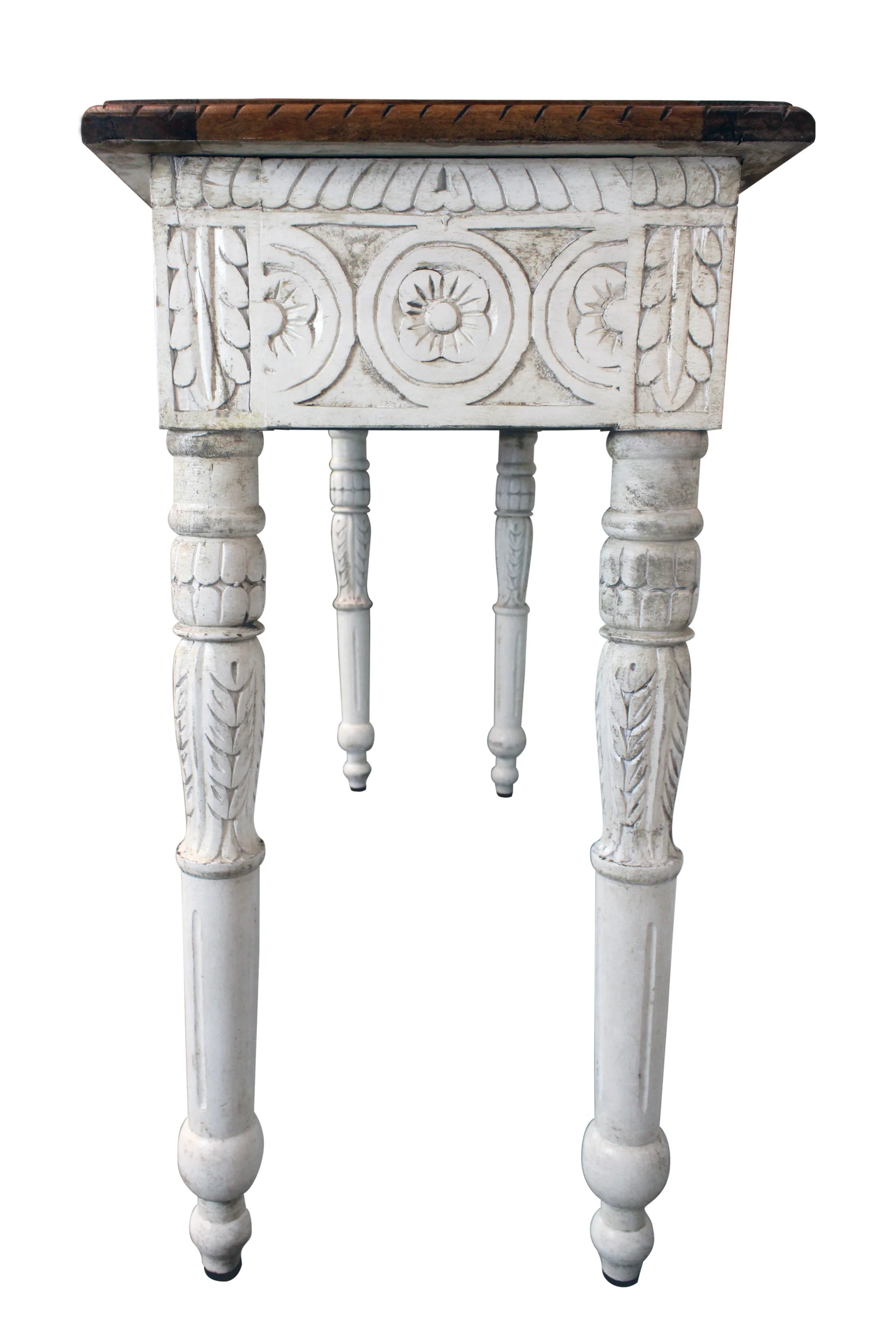 Natural and White Solid Wood Distressed Console Table By Homeroots - Image 3