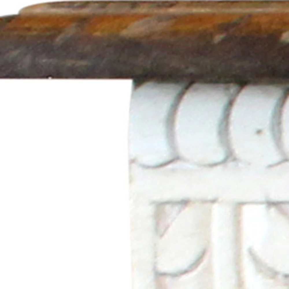 Natural and White Solid Wood Distressed Console Table By Homeroots - Image 5