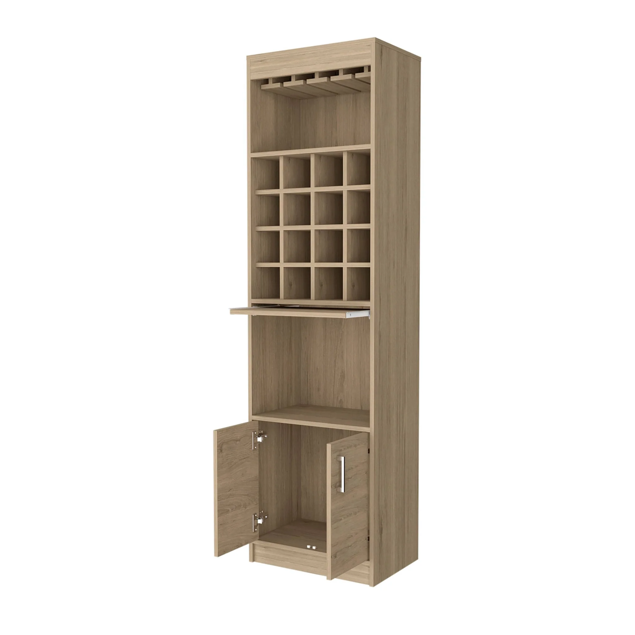 Natural Bar Cabinet With Eighteen Shelves By Homeroots - Image 3