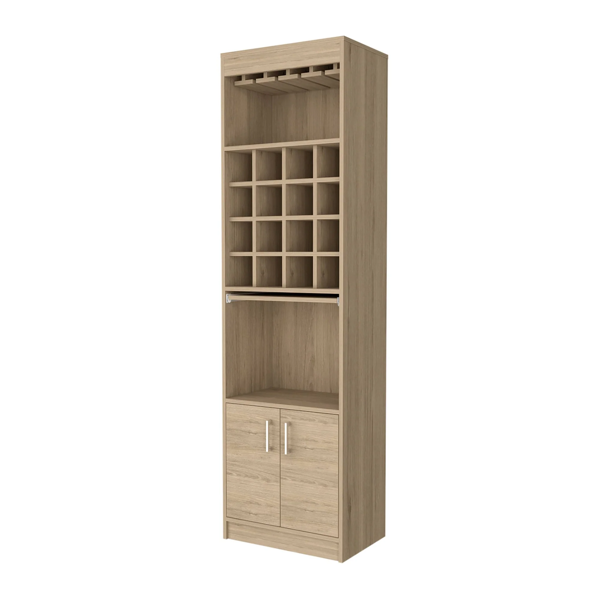 Natural Bar Cabinet With Eighteen Shelves By Homeroots - Image 4