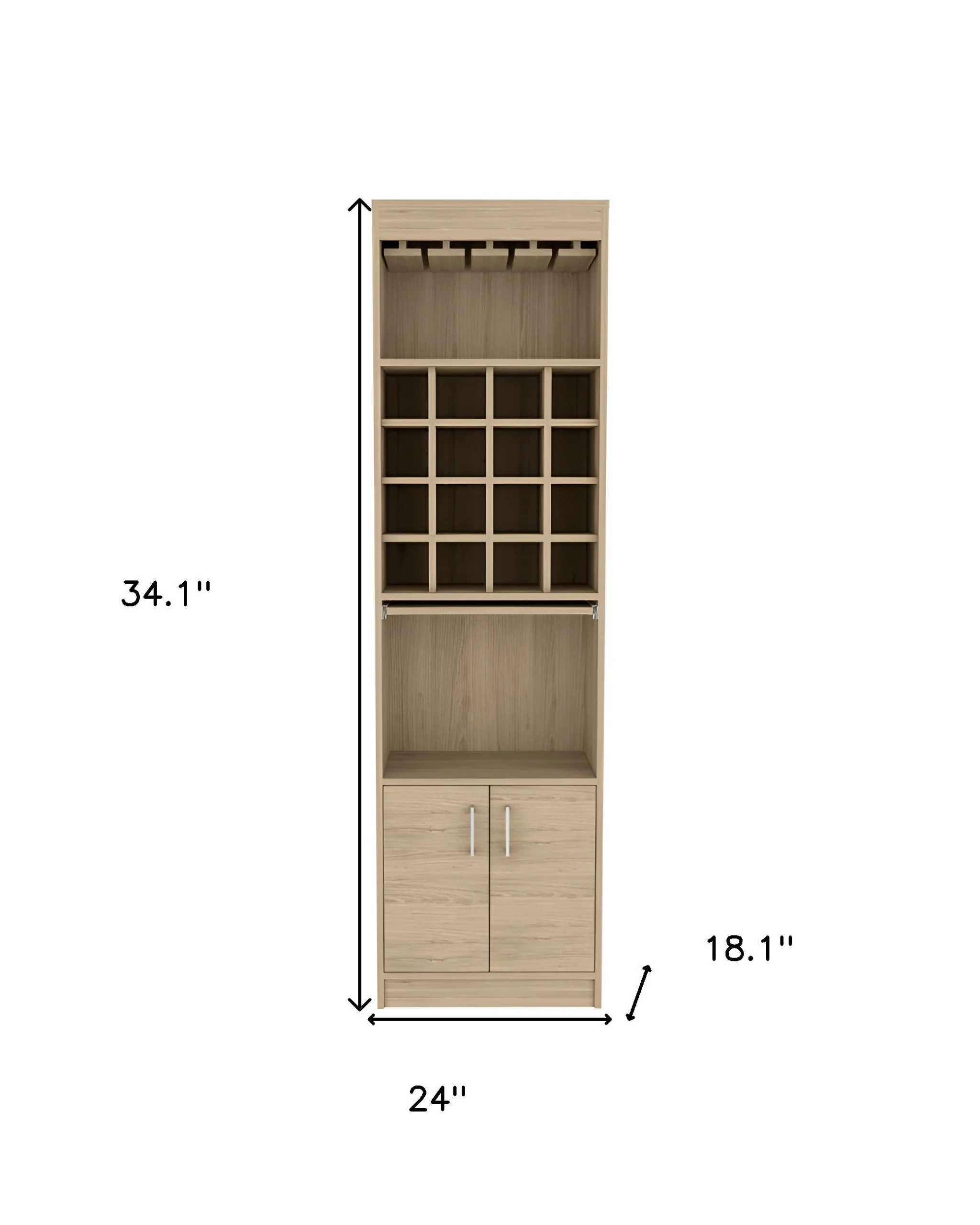 Natural Bar Cabinet With Eighteen Shelves By Homeroots - Image 7