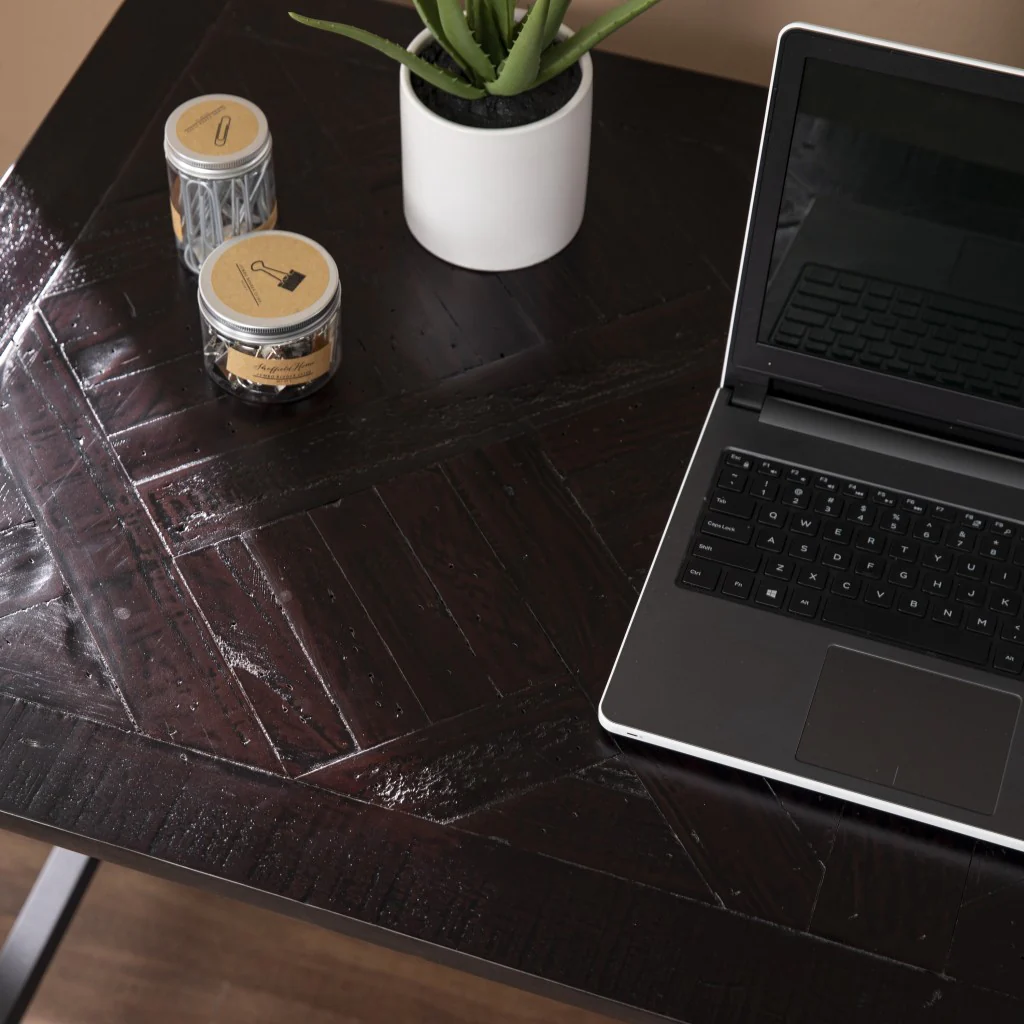 Natural Black Reclaimed Wood Desk By Homeroots - Image 2