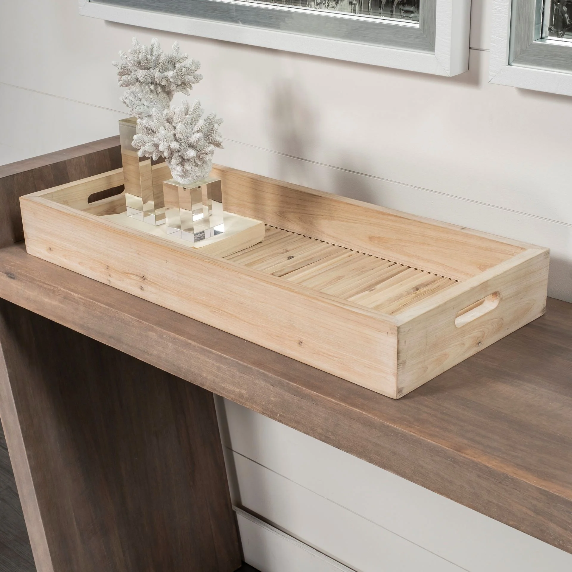 Natural Blonde Wood With Coastal Inspired Tray By Homeroots - Image 6