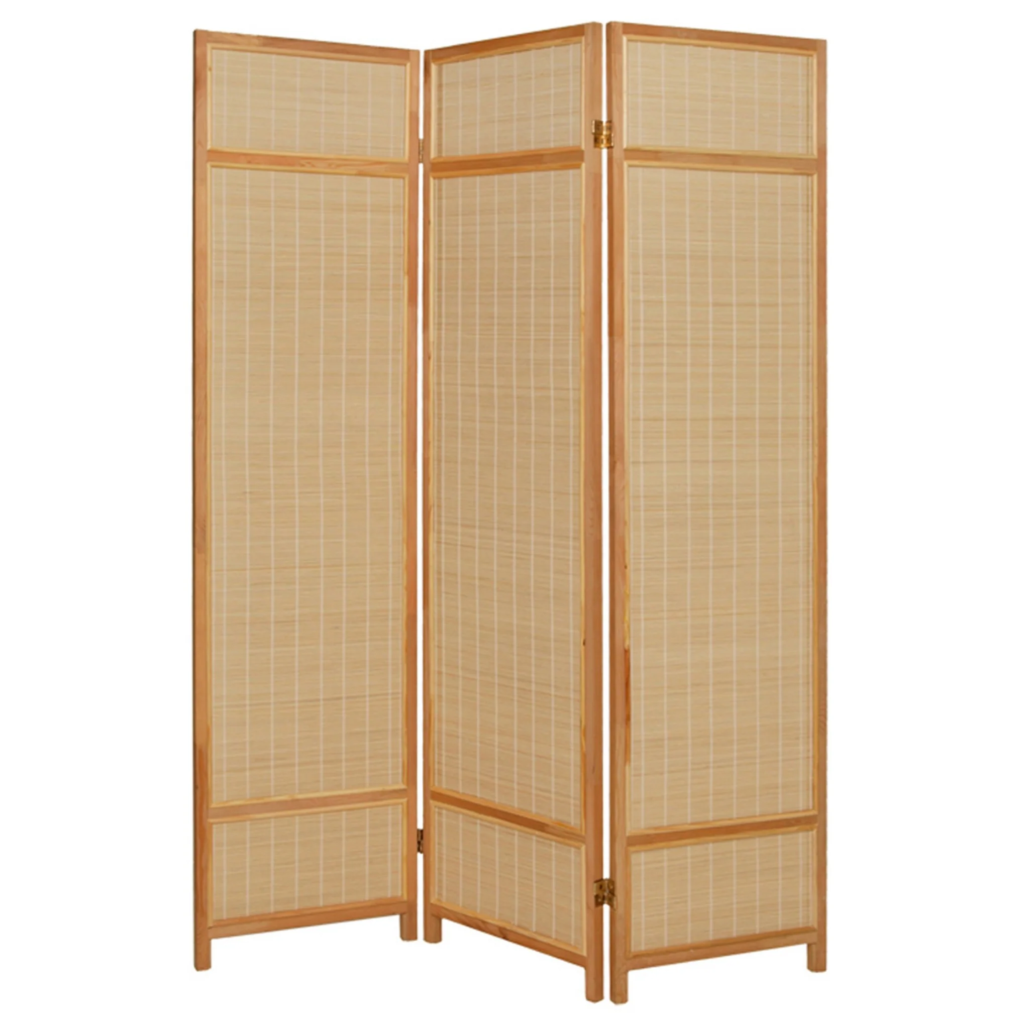 Natural Brown Bamboo Three Panel Room Divider Screen By Homeroots - Image 2