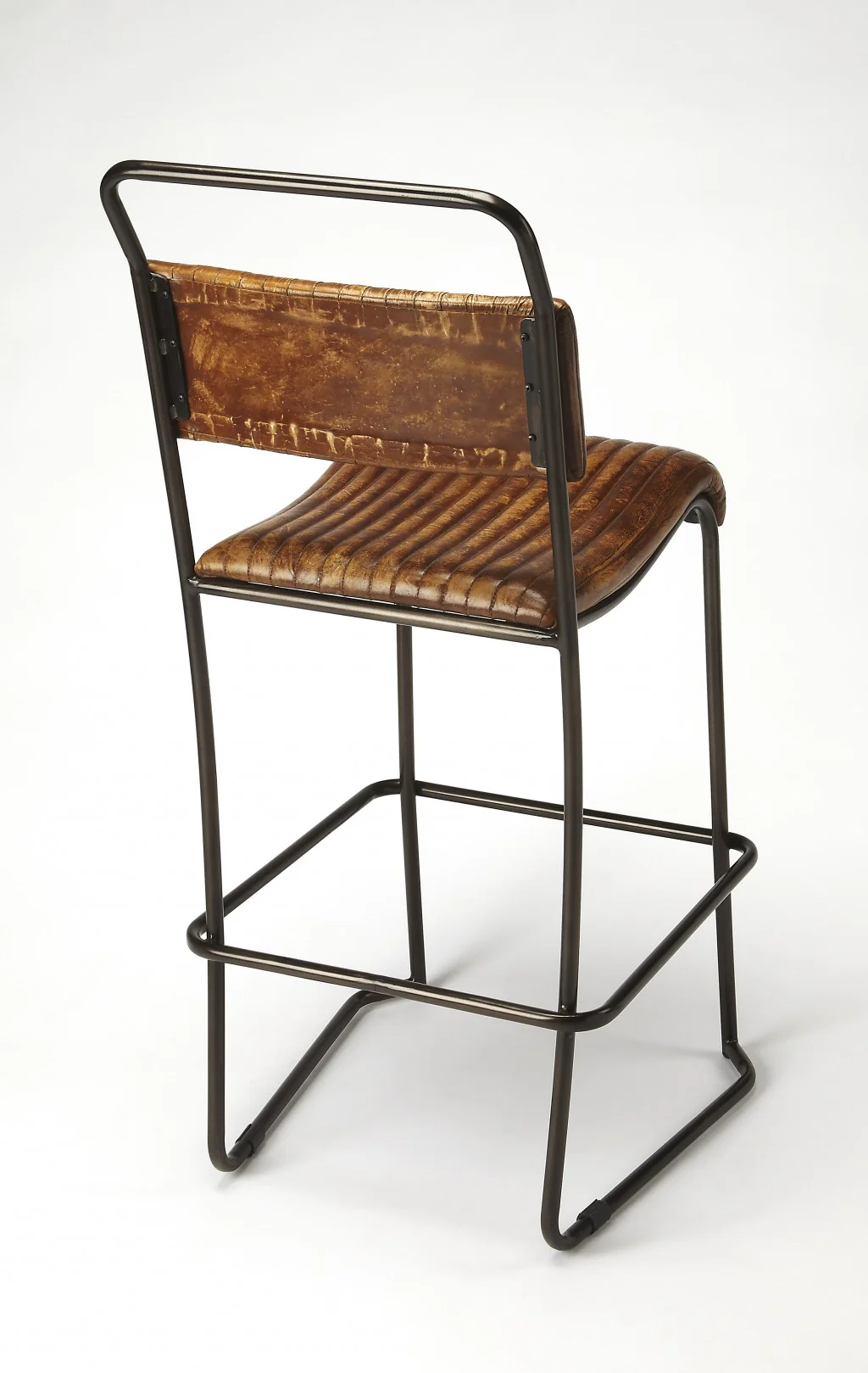 Natural Brown Leather Bar Stool By Homeroots - Image 2