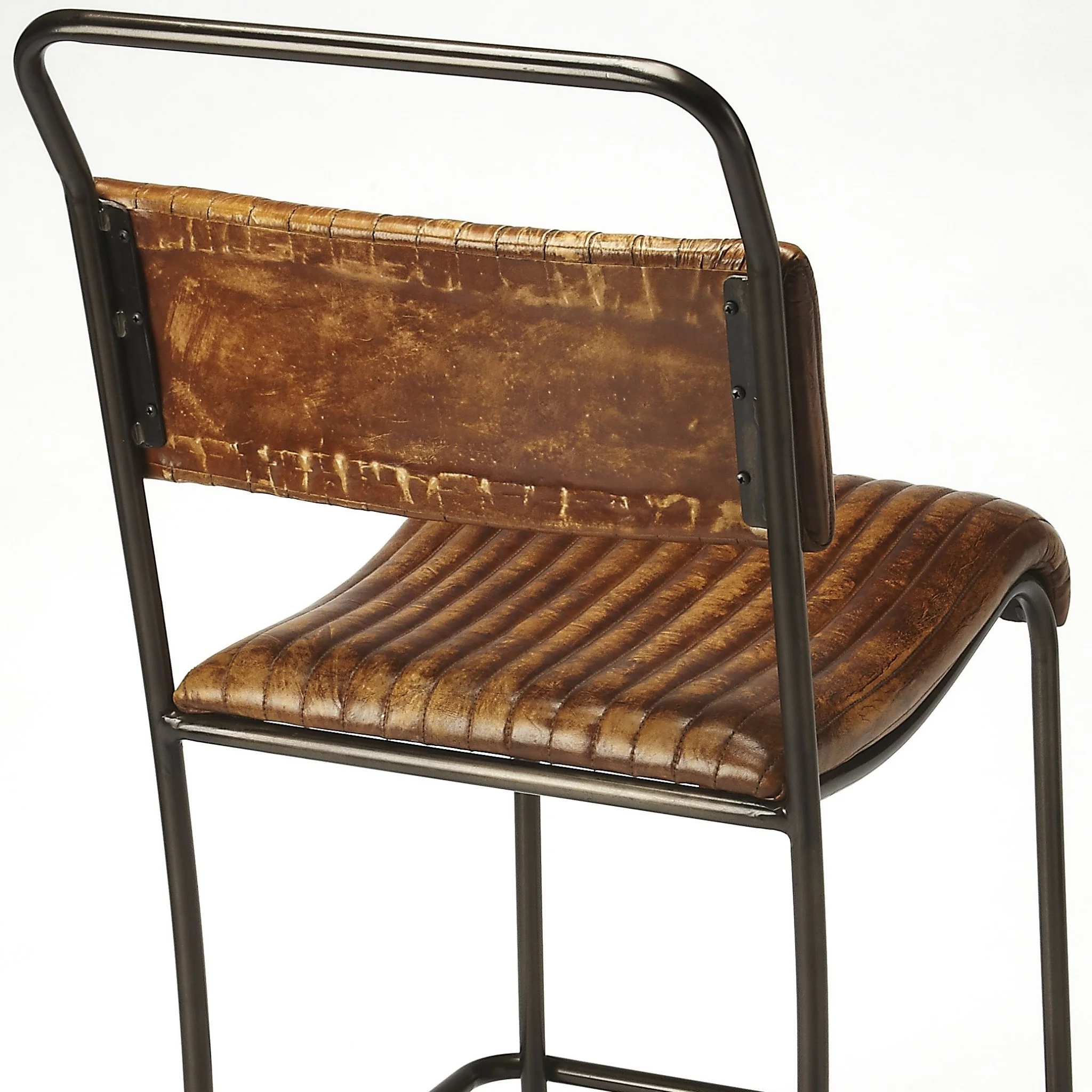 Natural Brown Leather Bar Stool By Homeroots - Image 4