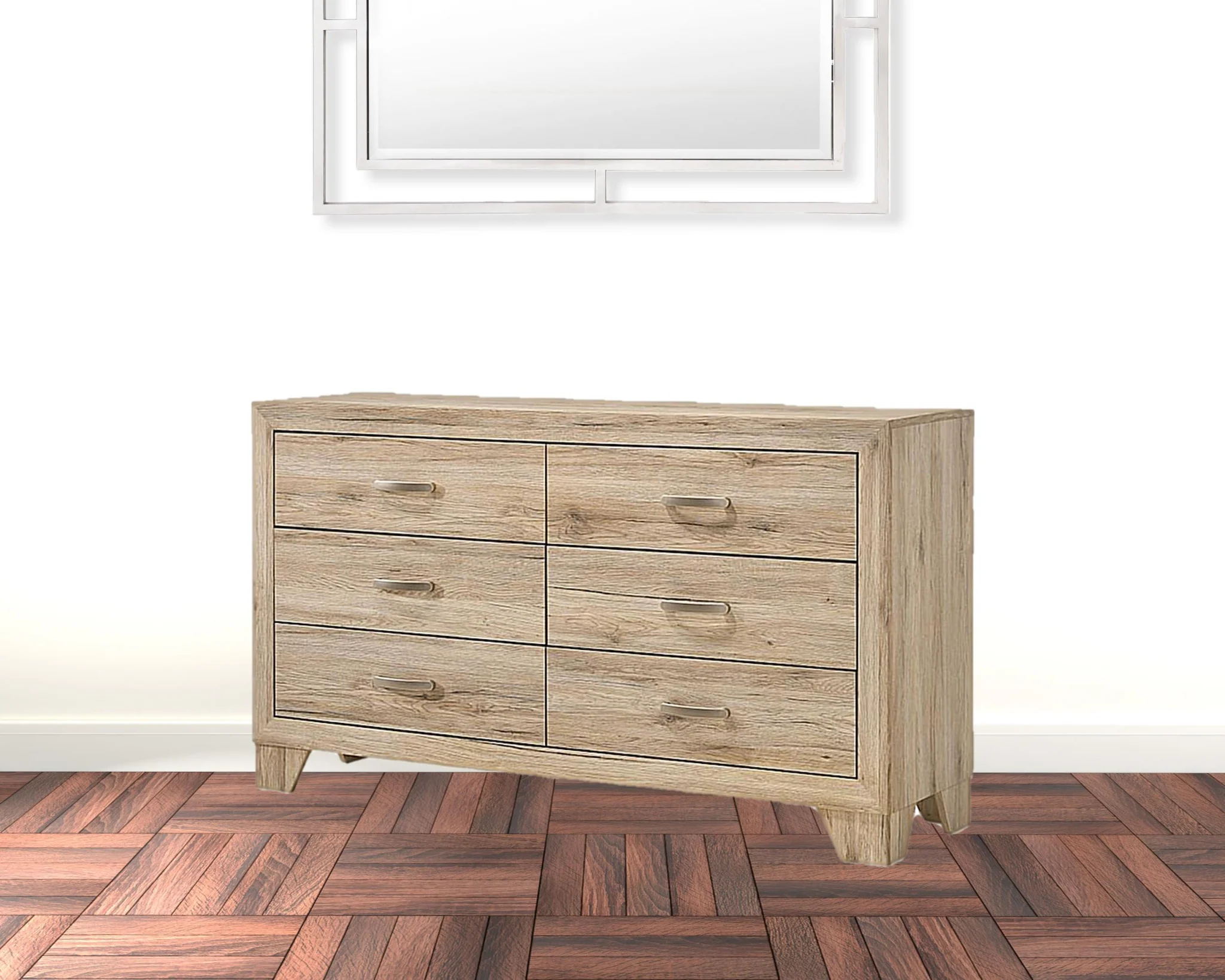 Natural Brown Manufactured Wood Six Drawer Double Dresser By Homeroots - Image 2