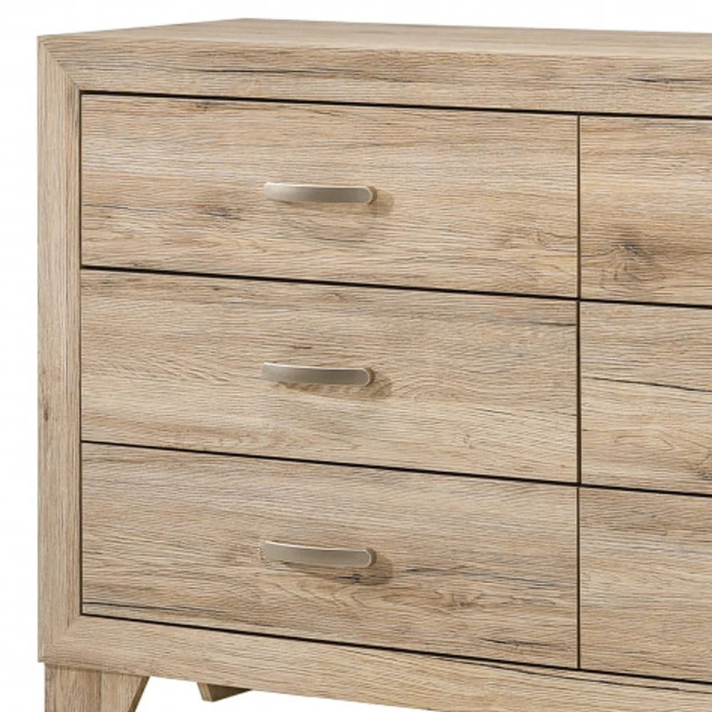 Natural Brown Manufactured Wood Six Drawer Double Dresser By Homeroots - Image 3