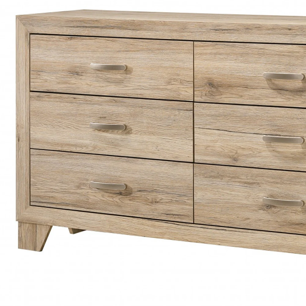 Natural Brown Manufactured Wood Six Drawer Double Dresser By Homeroots - Image 4
