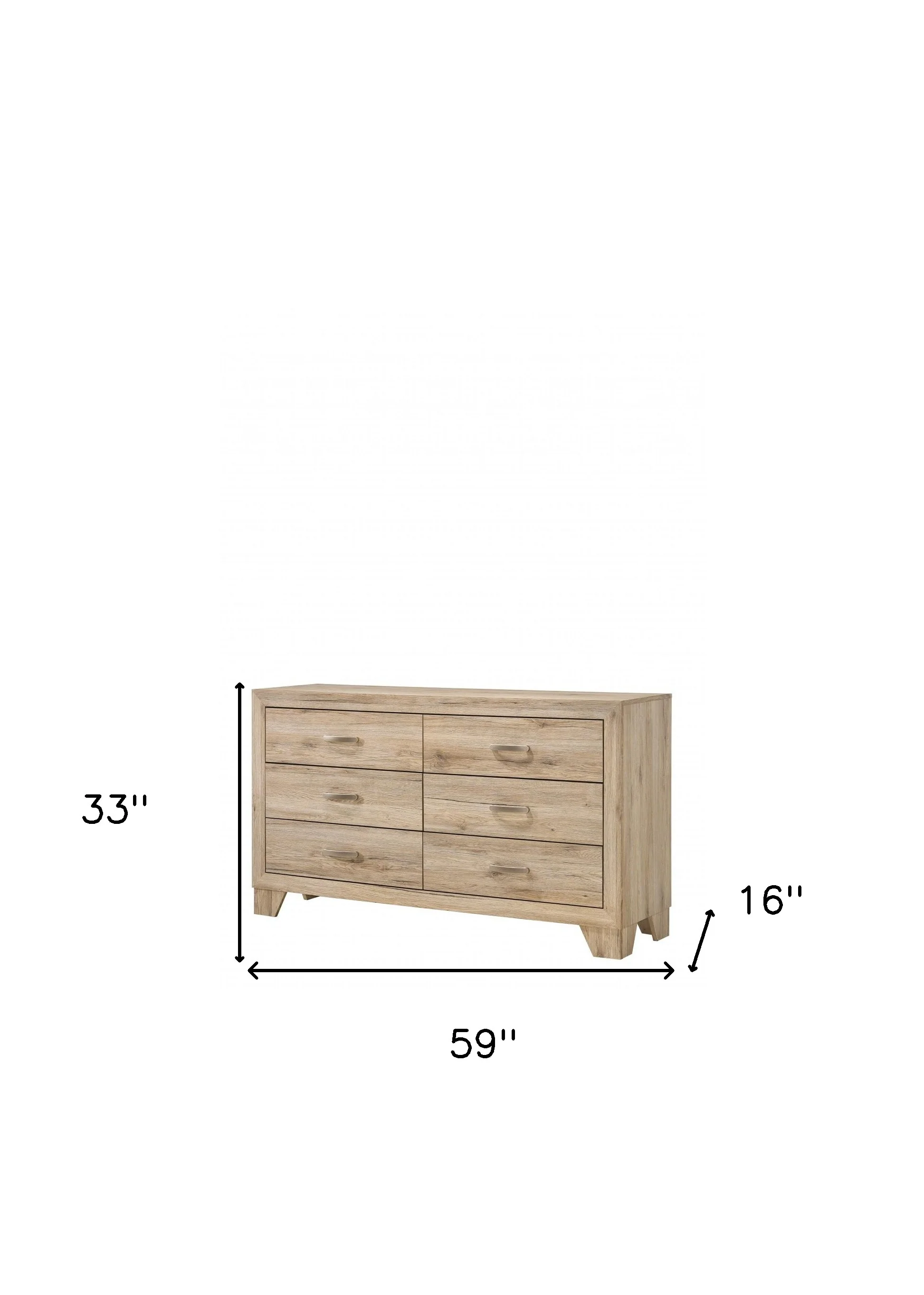 Natural Brown Manufactured Wood Six Drawer Double Dresser By Homeroots - Image 5
