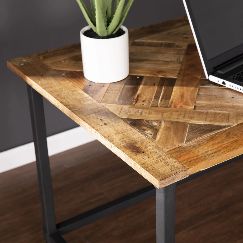 Natural Brown Reclaimed Wood Desk By Homeroots - Image 3