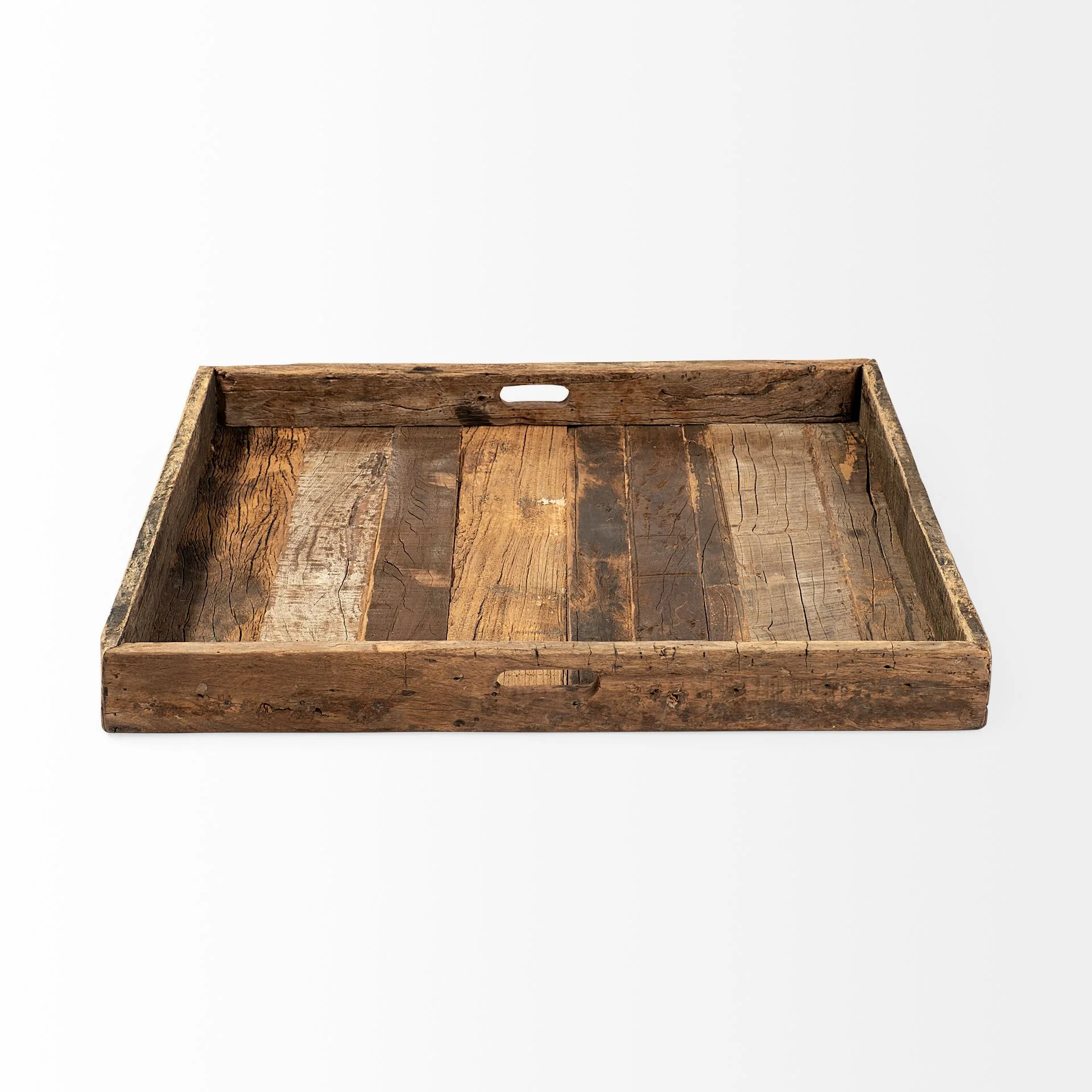 Natural Brown Reclaimed Wood With Grains And Knots Highlight Tray By Homeroots - Image 2