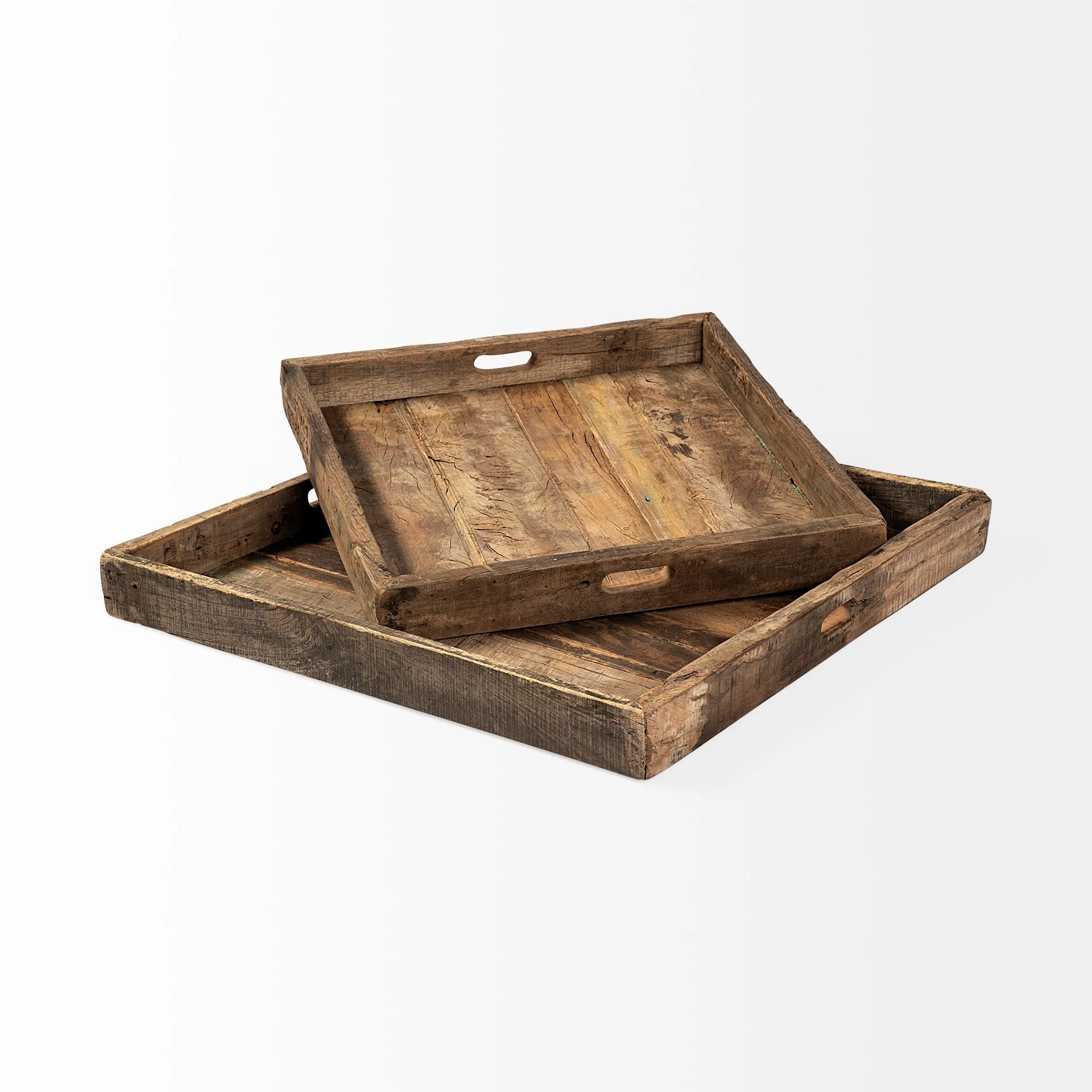 Natural Brown Reclaimed Wood With Grains And Knots Highlight Tray By Homeroots - Image 3