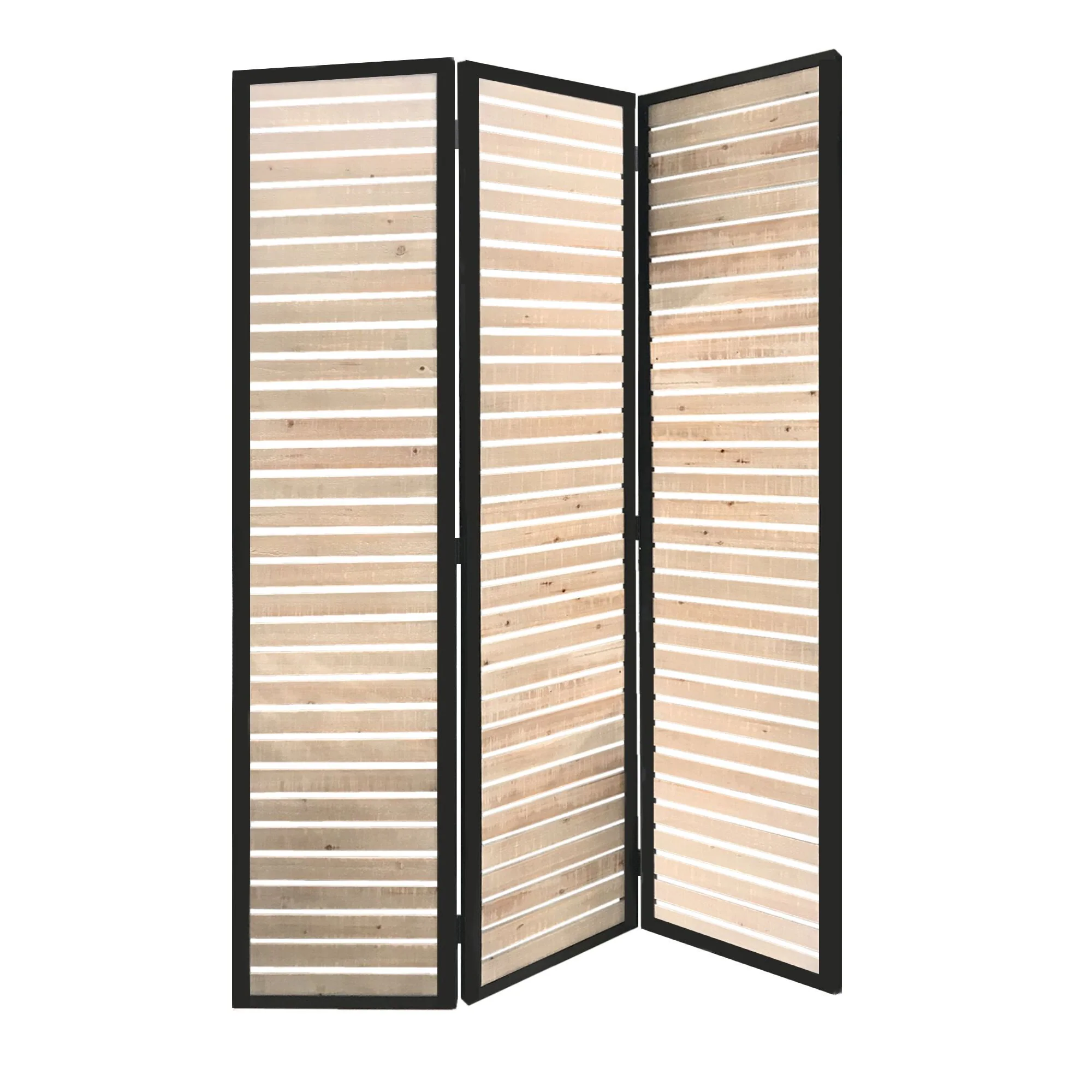 Natural Brown Wood And Metal Screen By Homeroots - Image 2