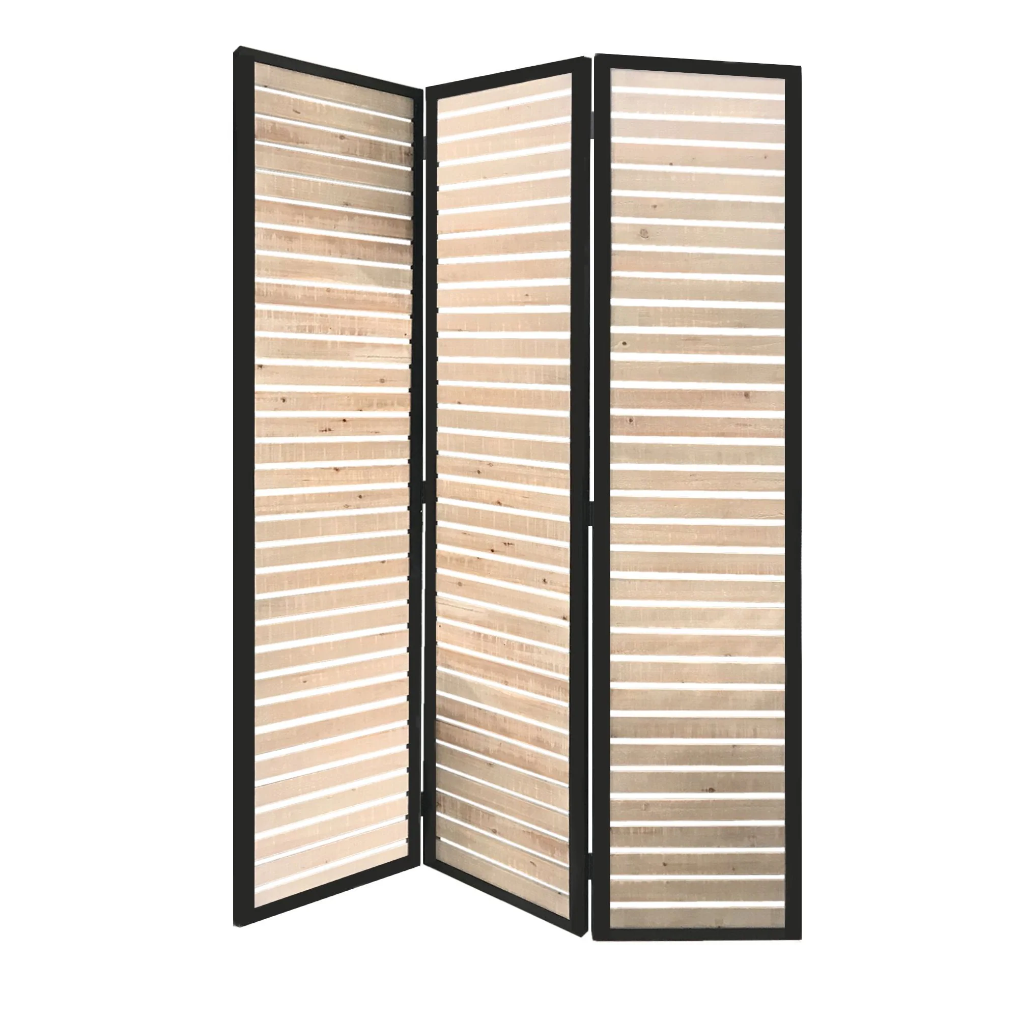 Natural Brown Wood And Metal Screen By Homeroots - Image 3
