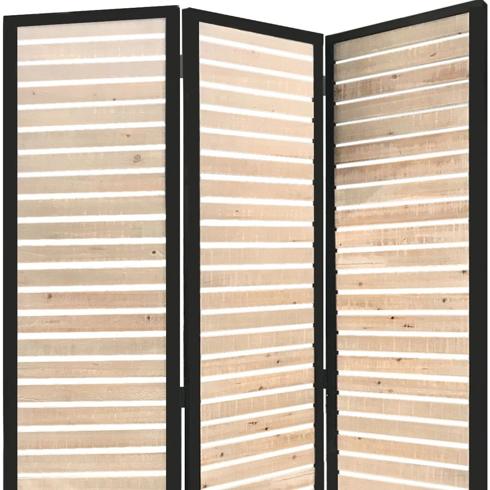 Natural Brown Wood And Metal Screen By Homeroots - Image 4