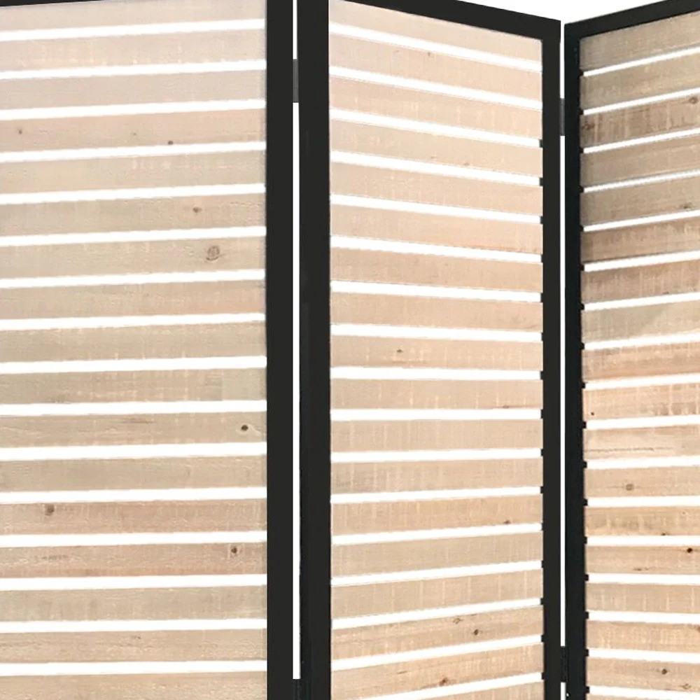 Natural Brown Wood And Metal Screen By Homeroots - Image 5