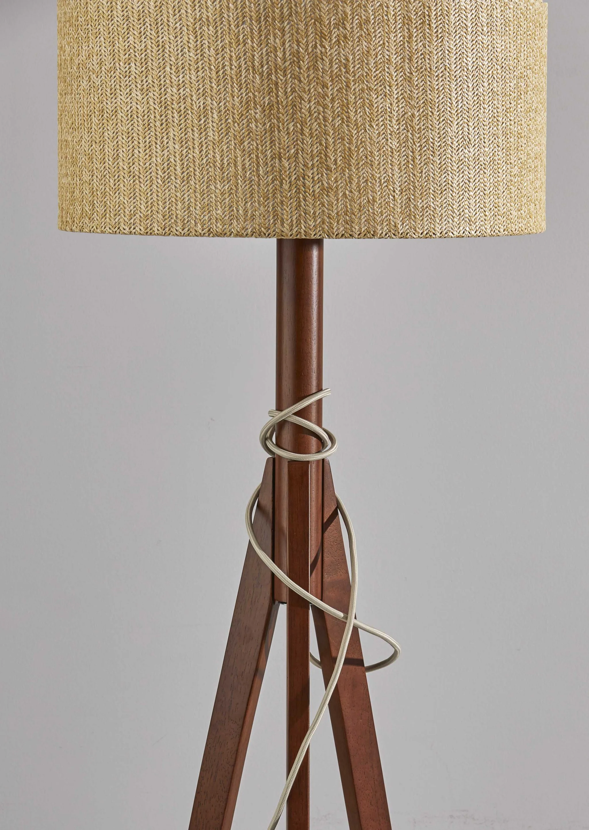 Natural Chunky Tripod Floor Lamp With Walnut Wood By Homeroots - Image 2
