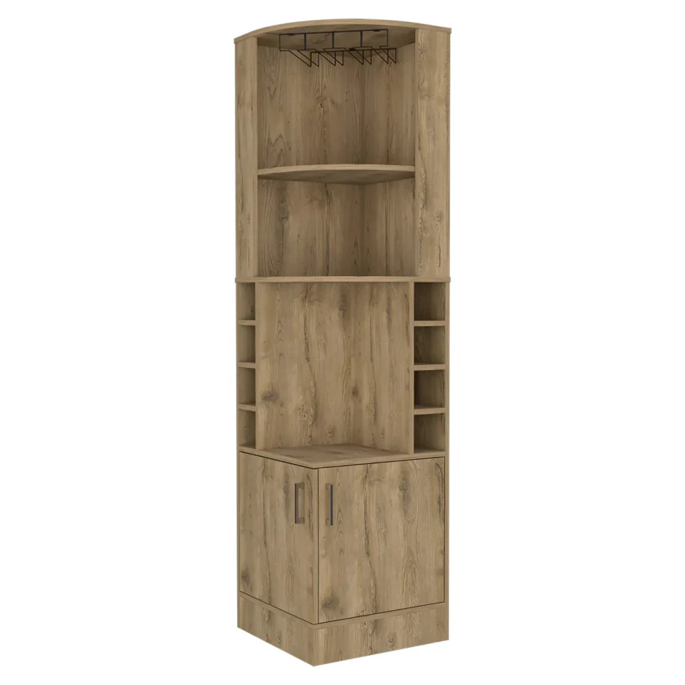 Natural Corner Bar Cabinet With Eleven Shelves By Homeroots - Image 2