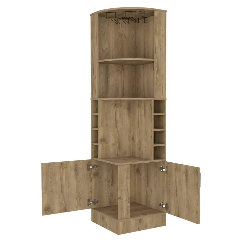 Natural Corner Bar Cabinet With Eleven Shelves By Homeroots - Image 3