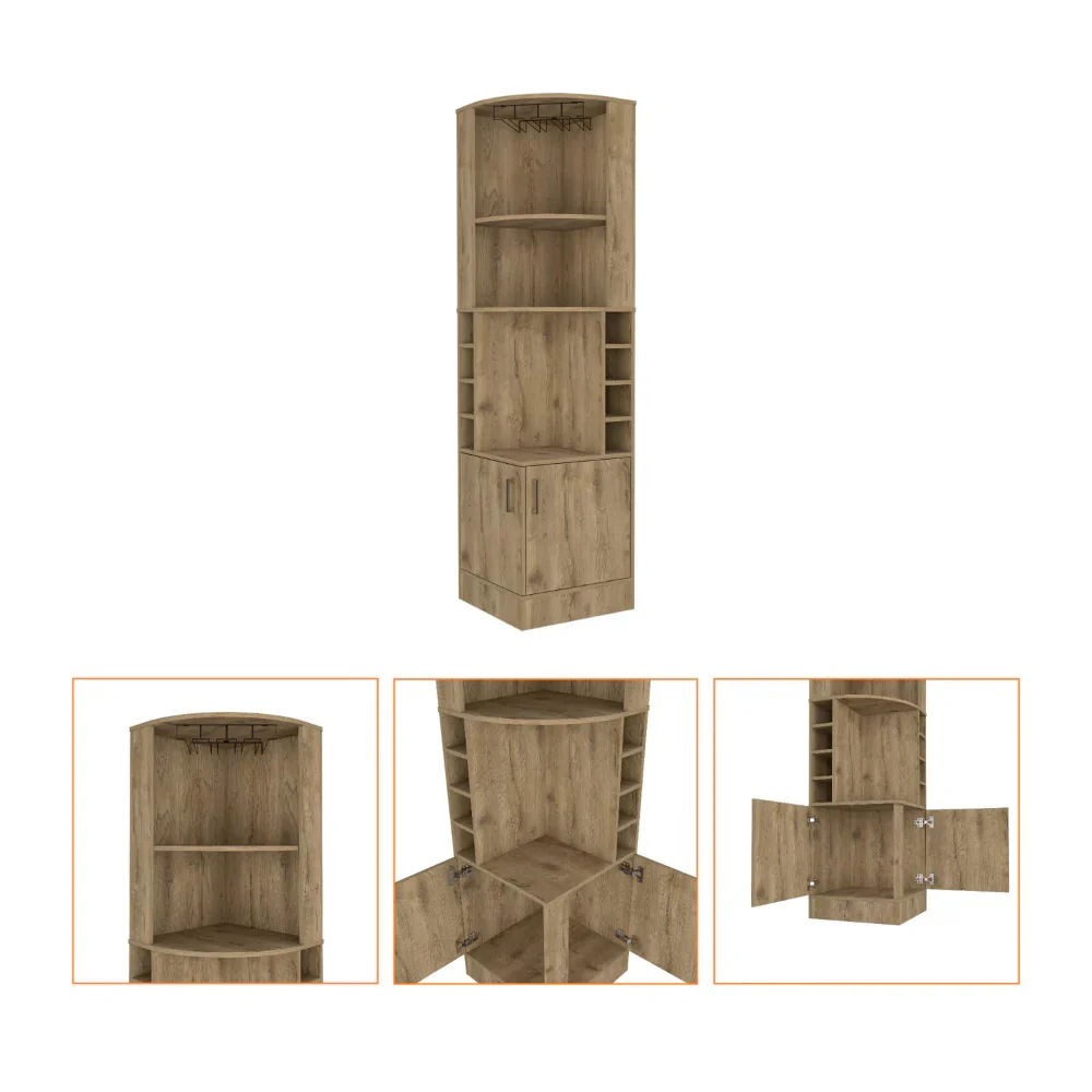 Natural Corner Bar Cabinet With Eleven Shelves By Homeroots - Image 4