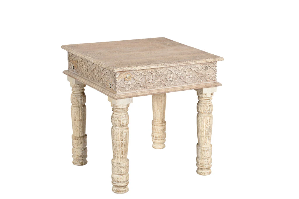 Natural Distressed Solid Wood Square End Table By Homeroots - Image 3