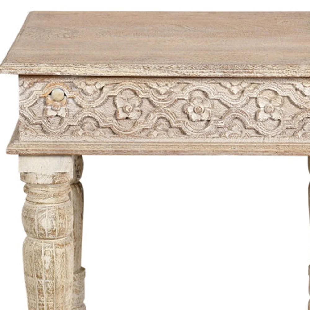 Natural Distressed Solid Wood Square End Table By Homeroots - Image 5