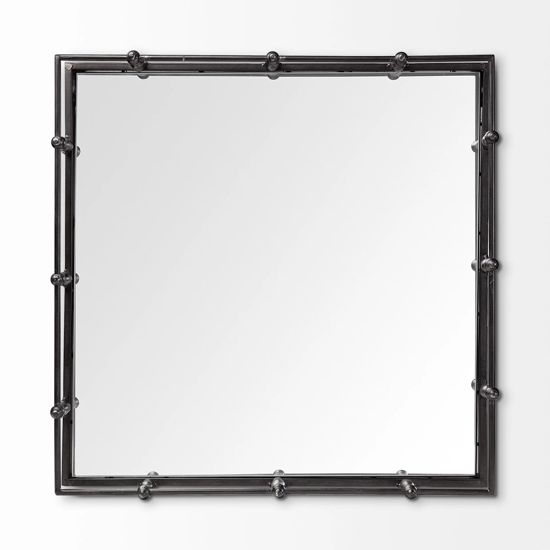 Natural Finish Metal With Mirrored Glass Bottom And Railing Handle Tray By Homeroots - Image 4