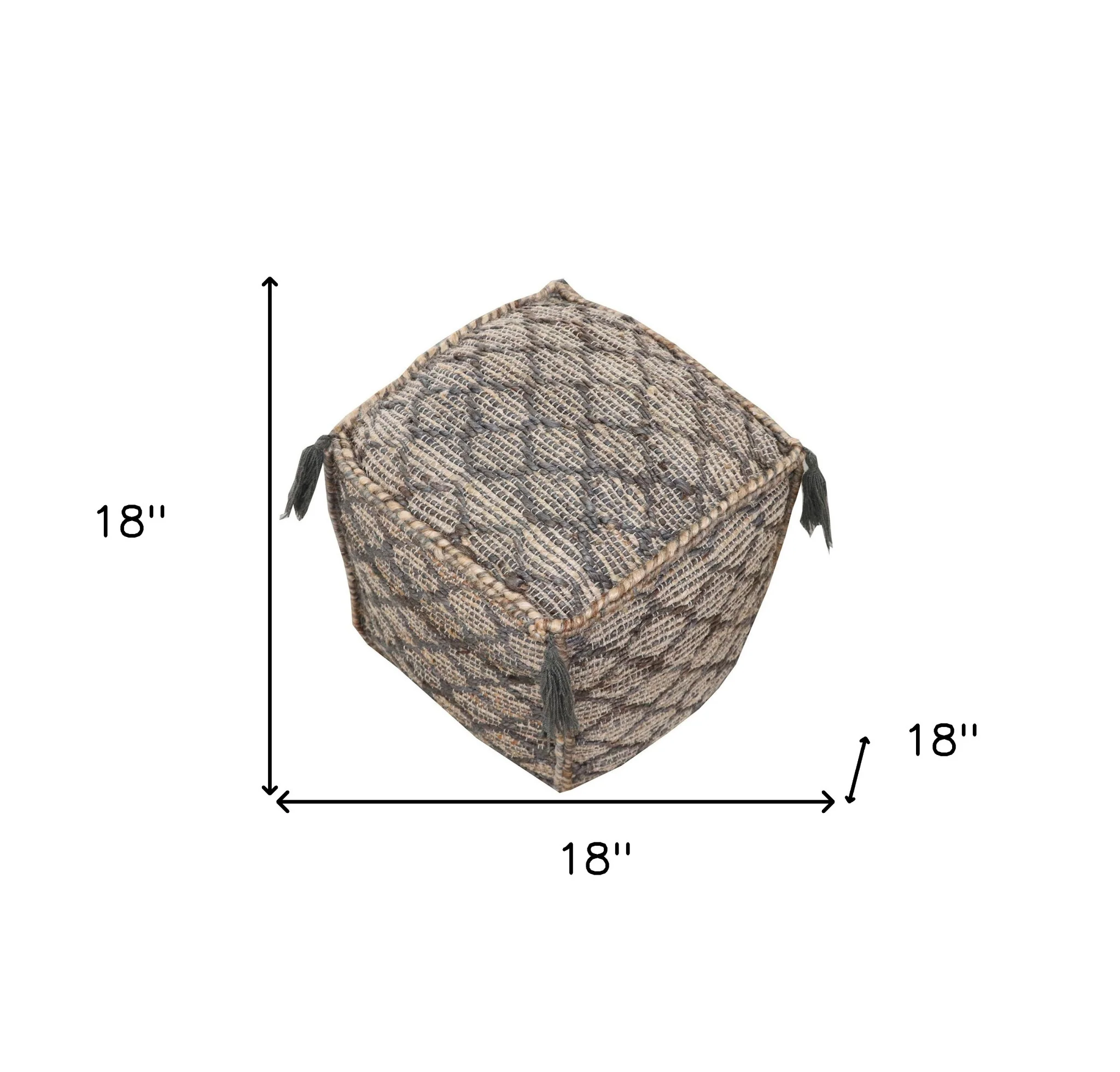 Natural Gray And Taupe Jute Cube Trellis Pouf Ottoman By Homeroots - Image 5