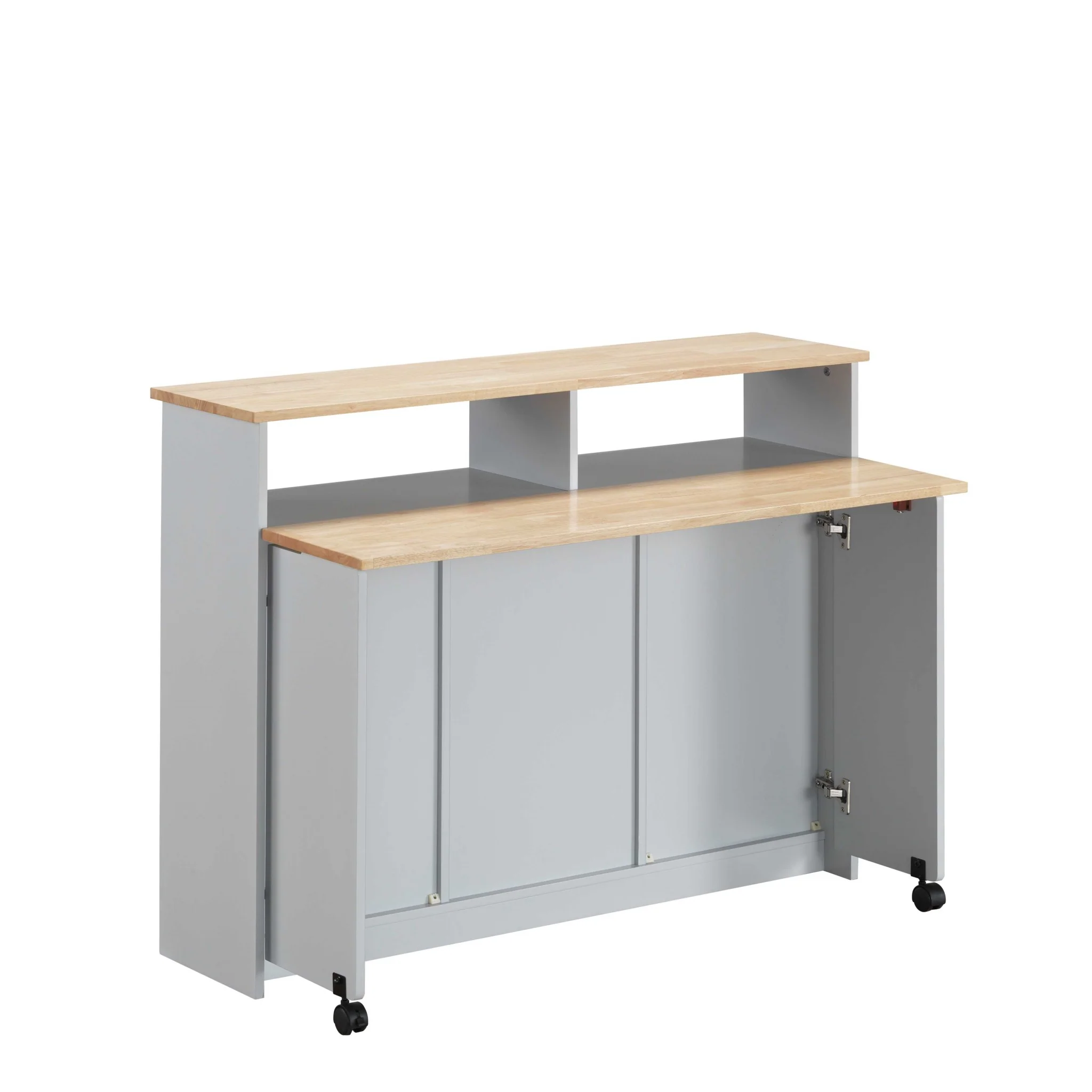 Natural Gray Wood Casters Kitchen Cart By Homeroots - Image 3