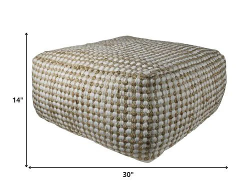 Natural Hemp Dotted Rectangle Pouf By Homeroots - Image 2