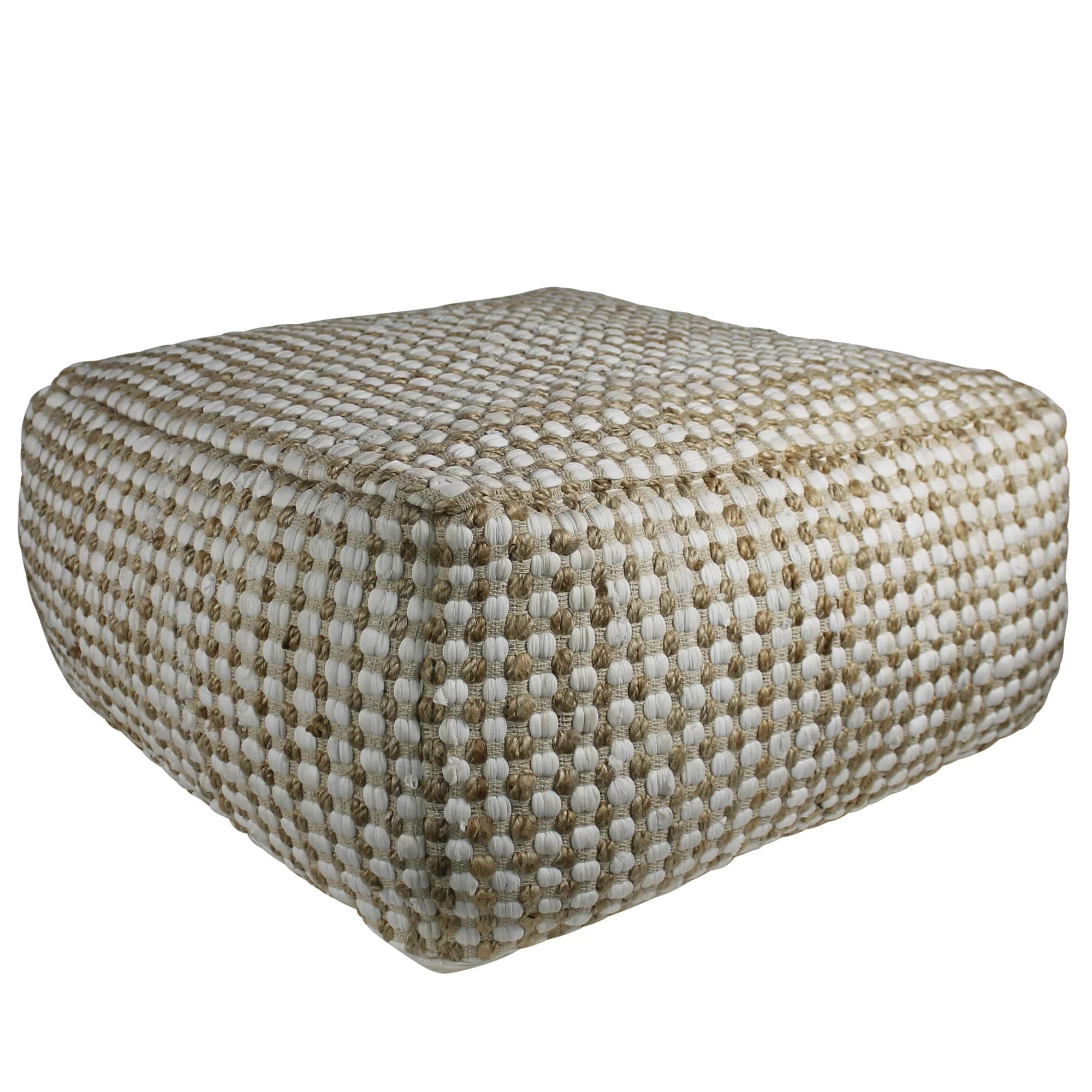 Natural Hemp Dotted Rectangle Pouf By Homeroots - Image 3