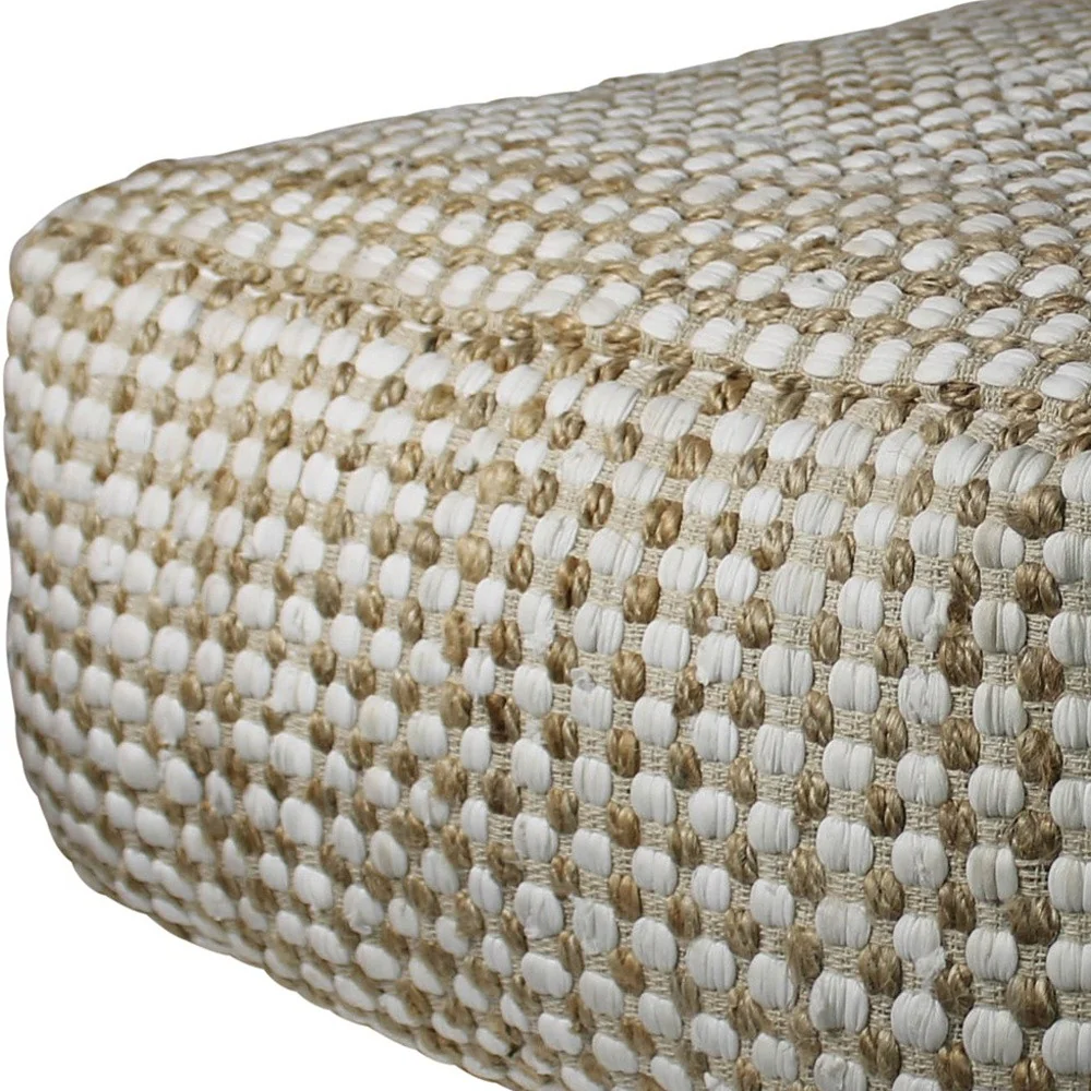 Natural Hemp Dotted Rectangle Pouf By Homeroots - Image 5