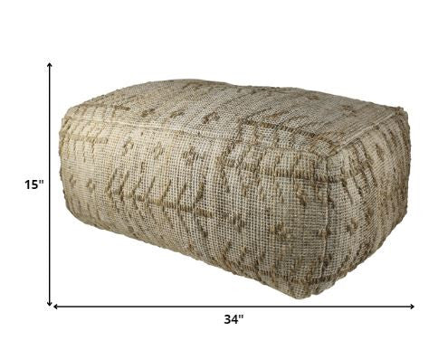 Natural Hemp Textured Rectangle Pouf By Homeroots - Image 2