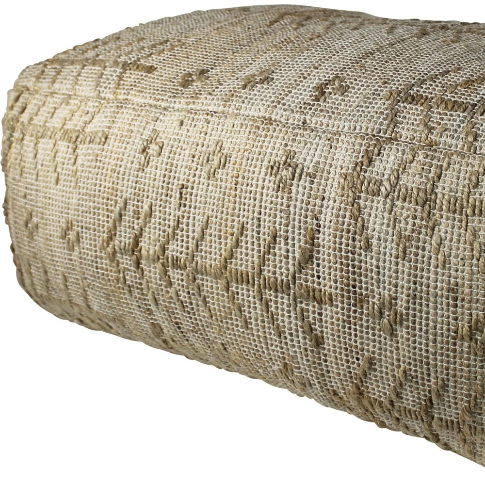 Natural Hemp Textured Rectangle Pouf By Homeroots - Image 4