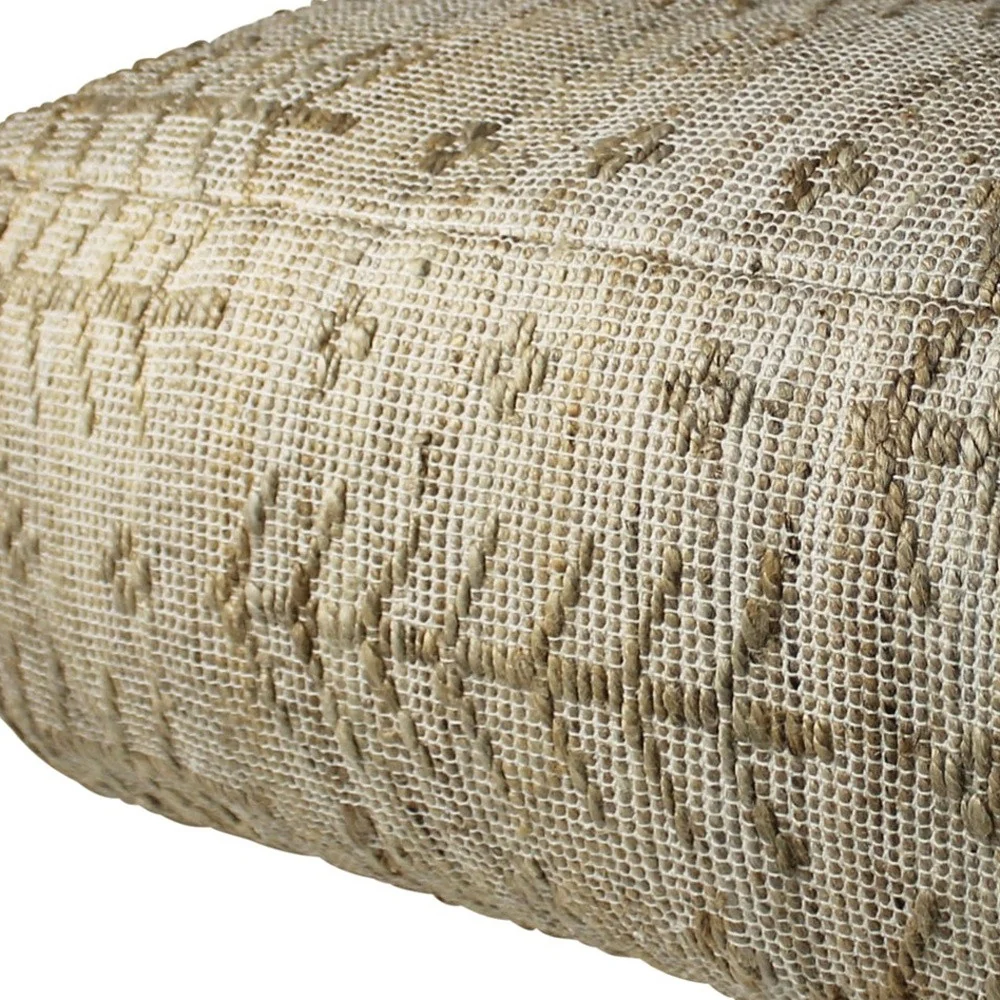 Natural Hemp Textured Rectangle Pouf By Homeroots - Image 5