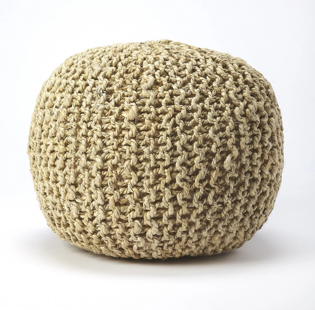 Natural Jute Round Pouf Ottoman By Homeroots - Image 3