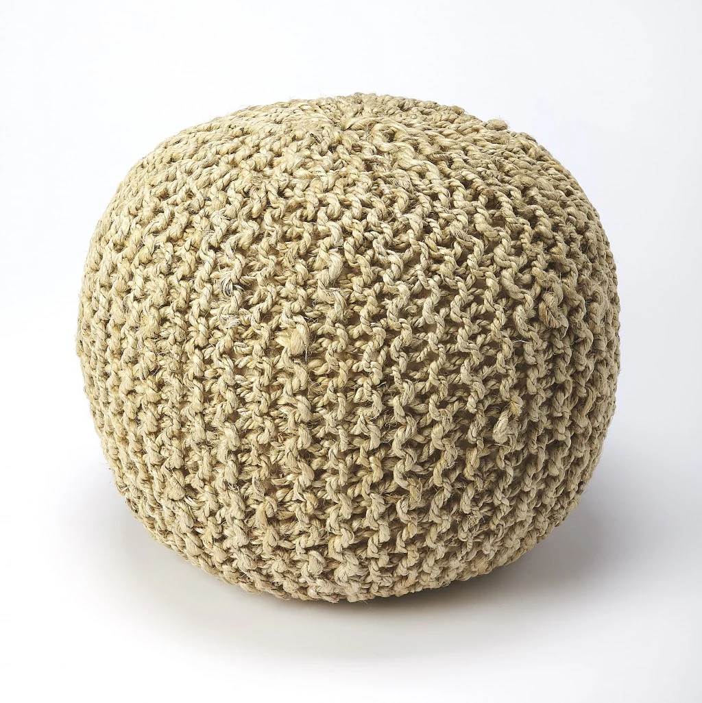 Natural Jute Round Pouf Ottoman By Homeroots - Image 4