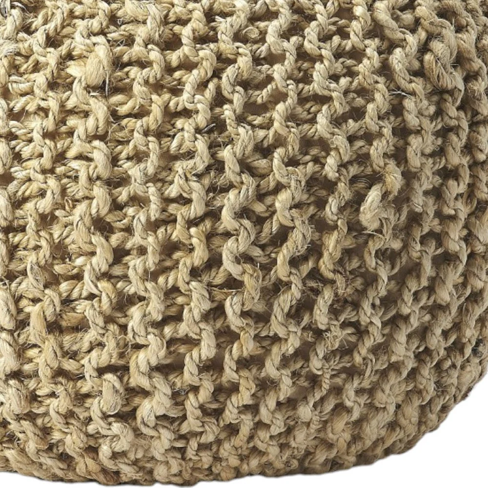 Natural Jute Round Pouf Ottoman By Homeroots - Image 5