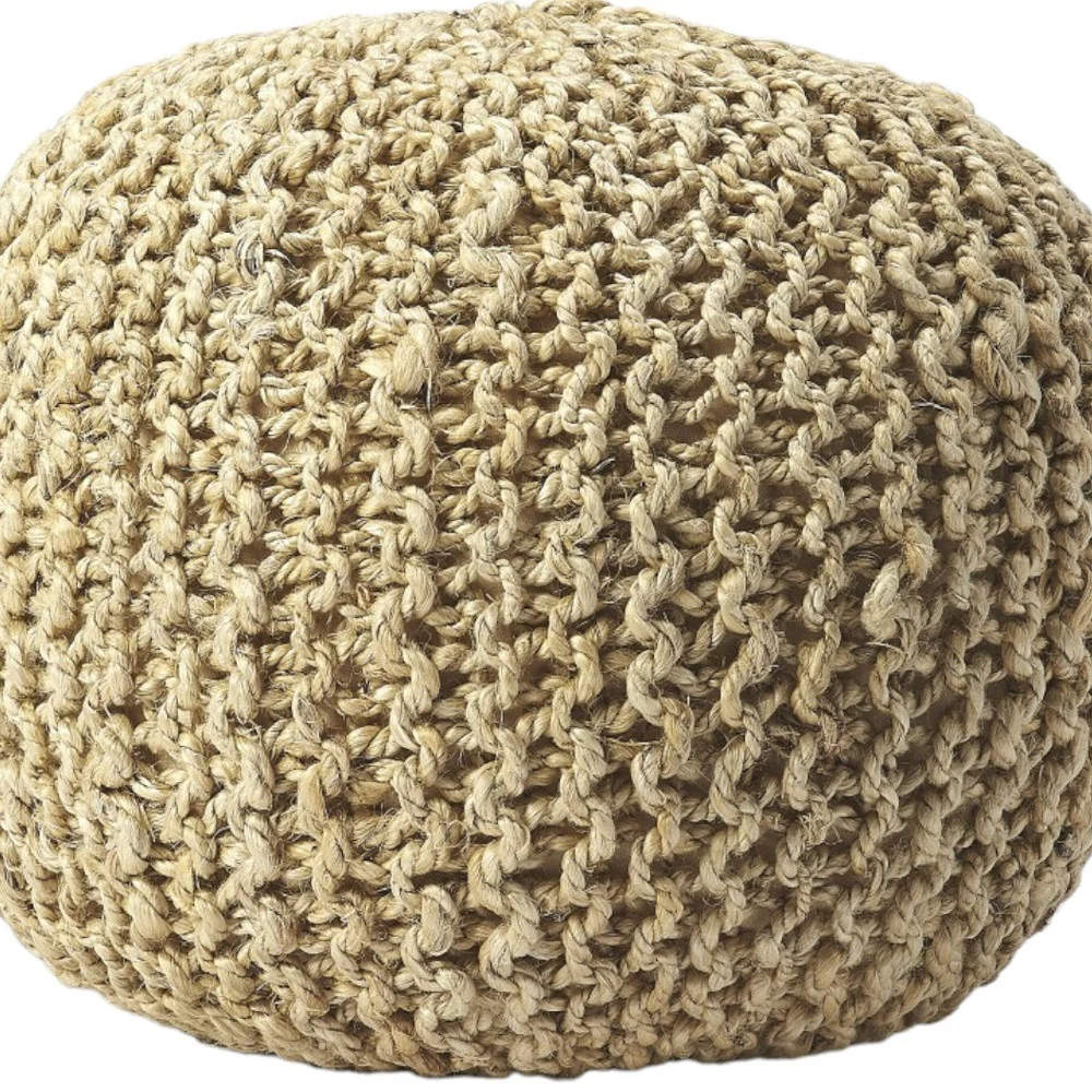 Natural Jute Round Pouf Ottoman By Homeroots - Image 6