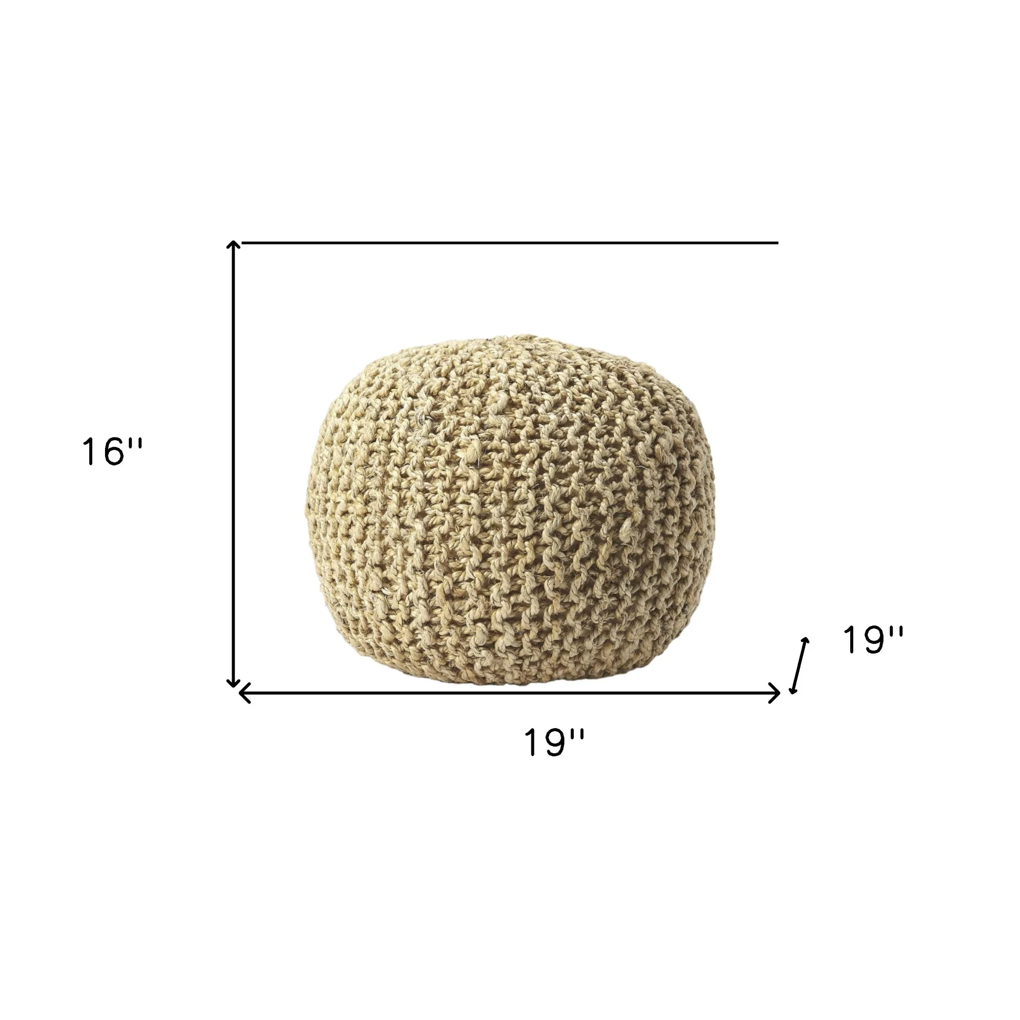 Natural Jute Round Pouf Ottoman By Homeroots - Image 7
